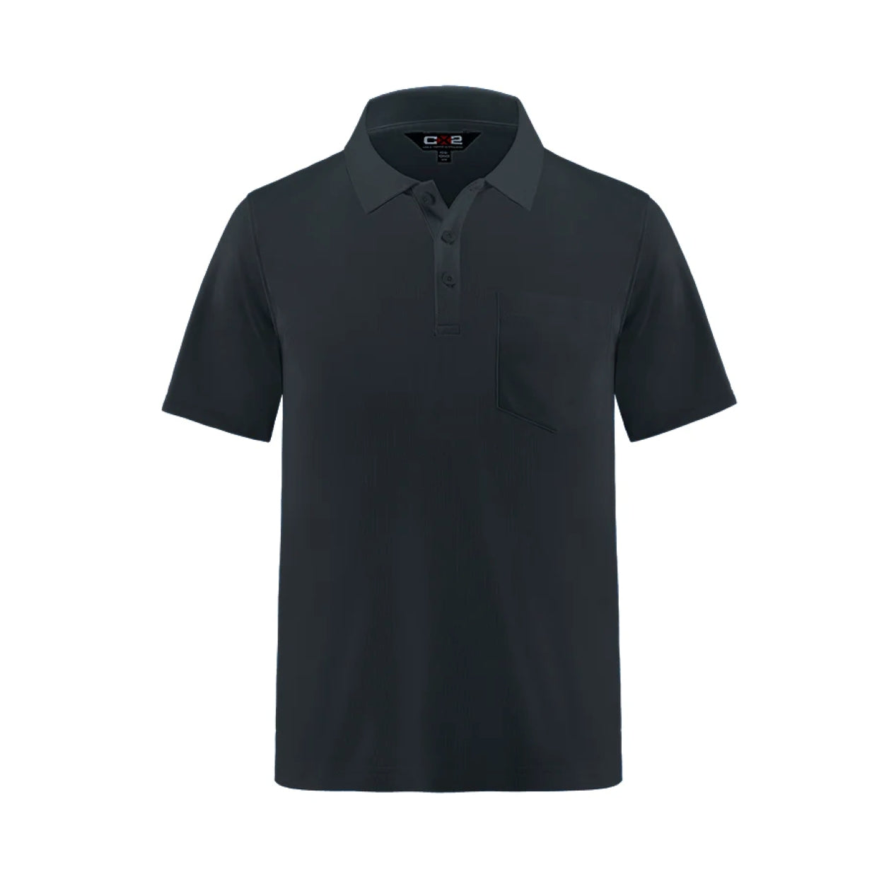 Black polo shirt on a white background