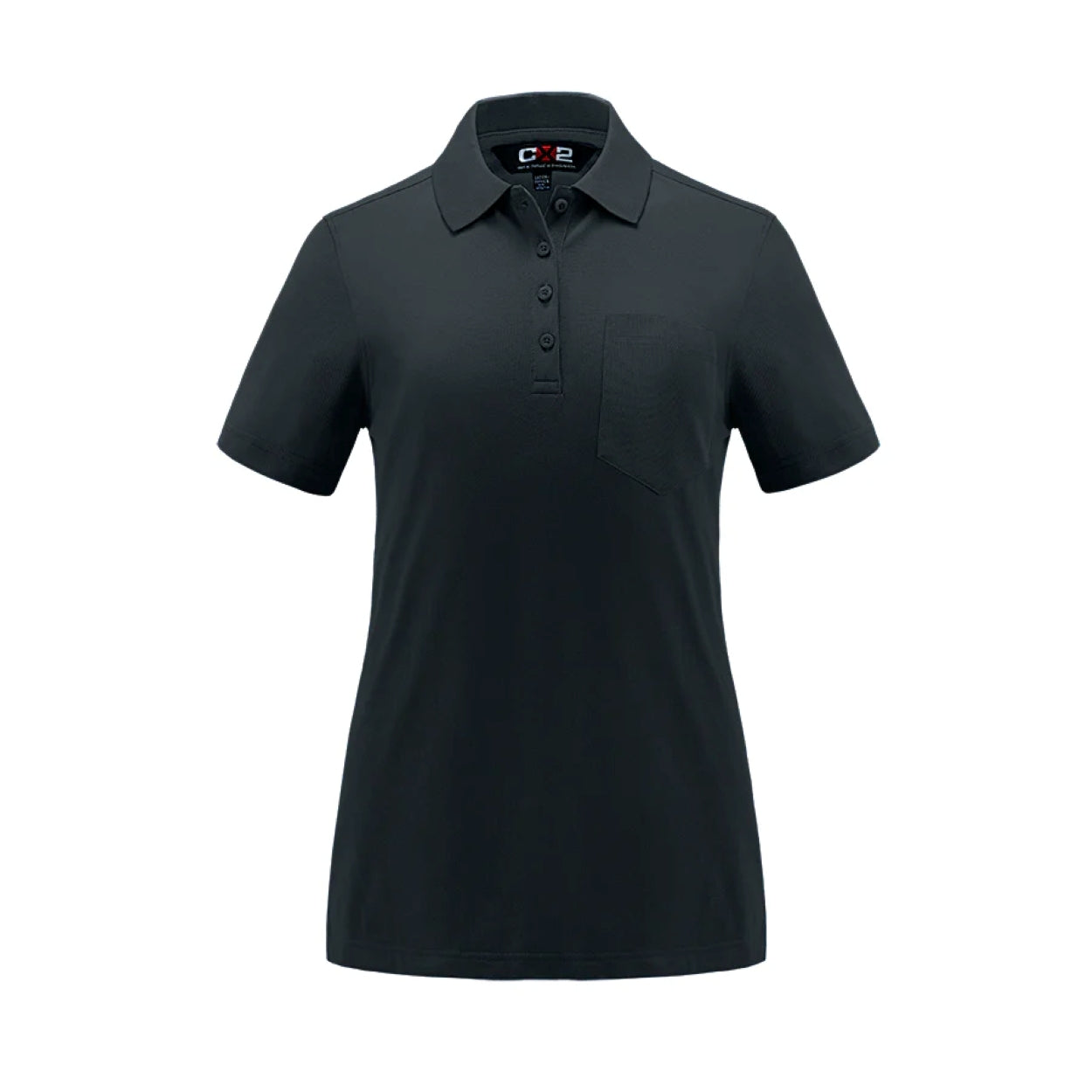 Black polo shirt on a white background