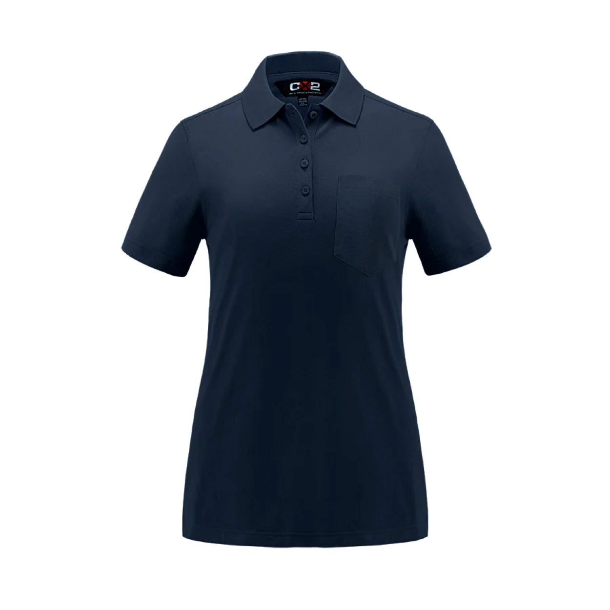 Navy blue polo shirt on a white background
