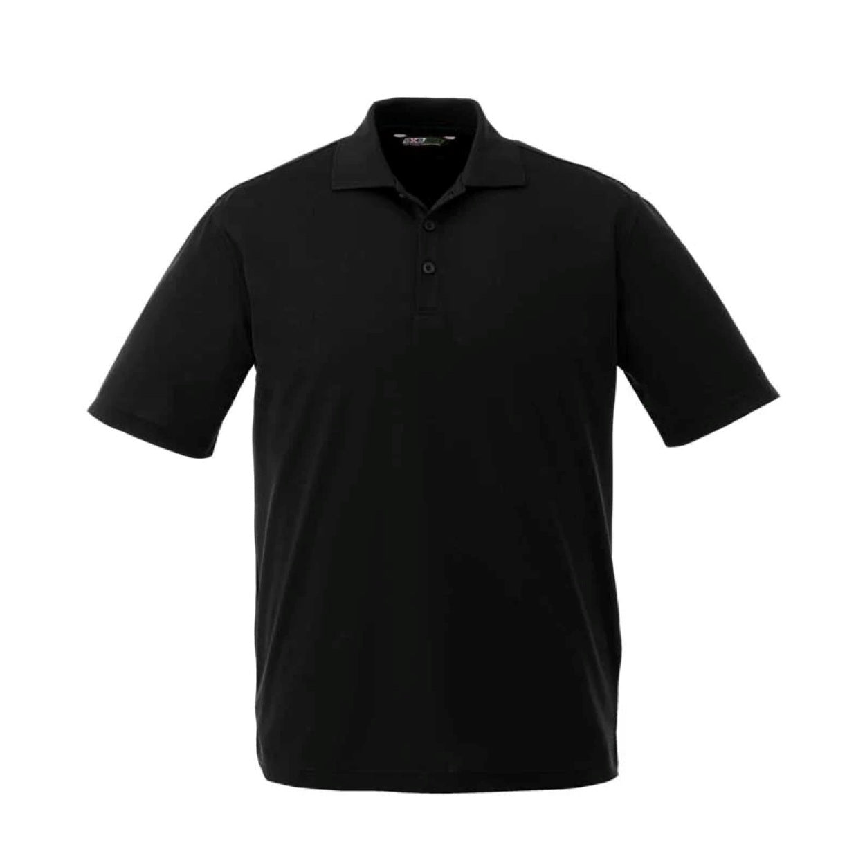 Black polo shirt on a white background