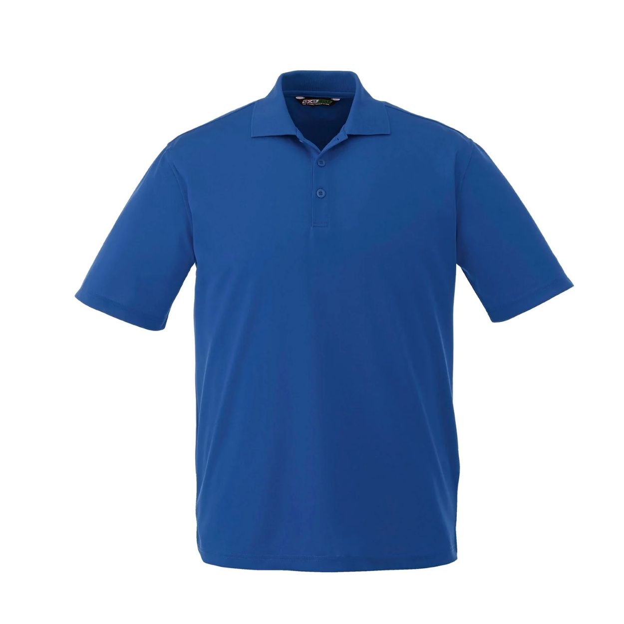 Cobalt blue polo shirt on a white background
