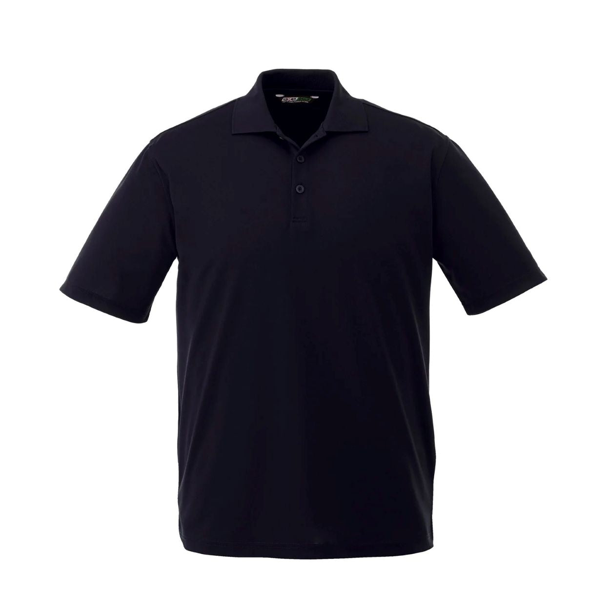 Navy polo shirt on a white background
