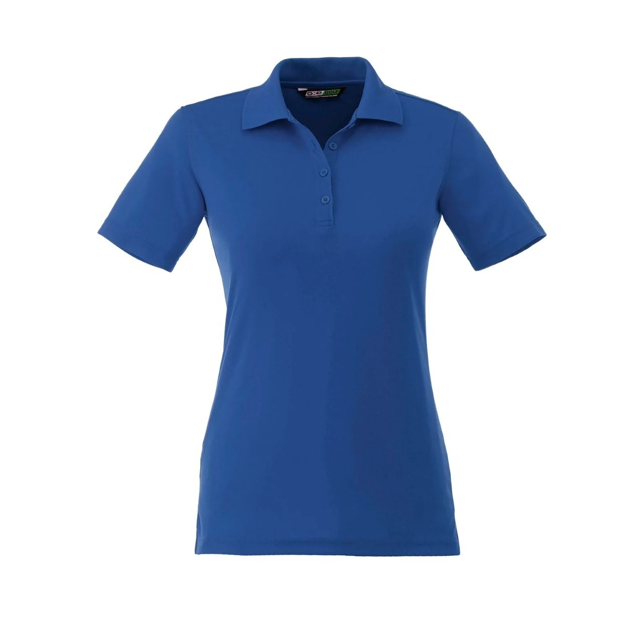 Cobalt blue polo shirt on a white background