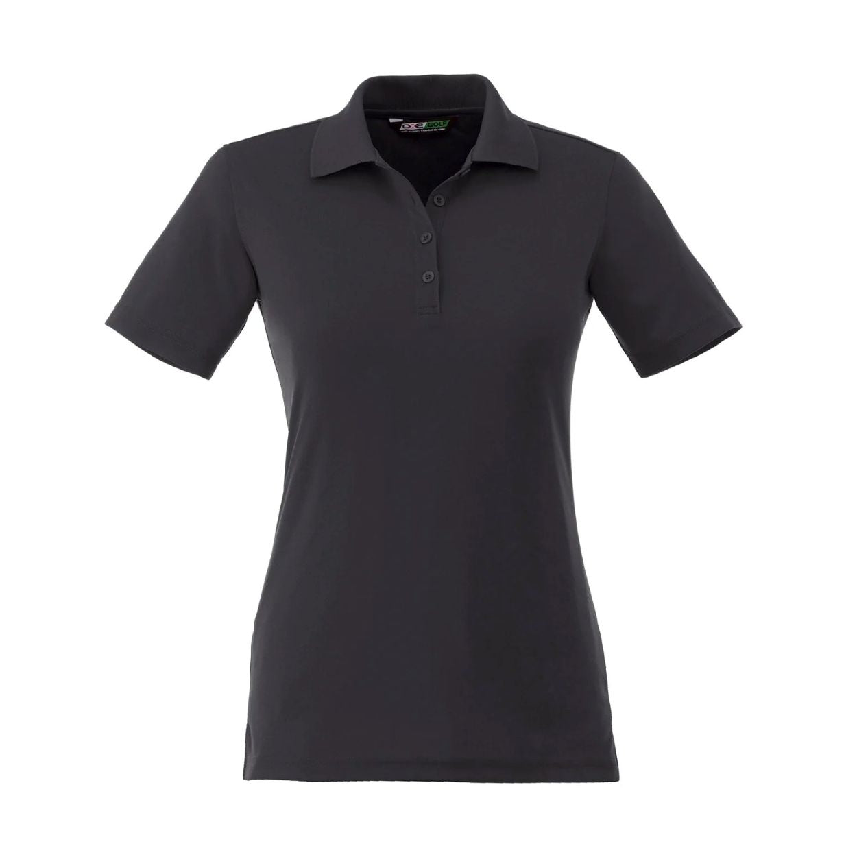 Gunmetal grey polo shirt on a white background