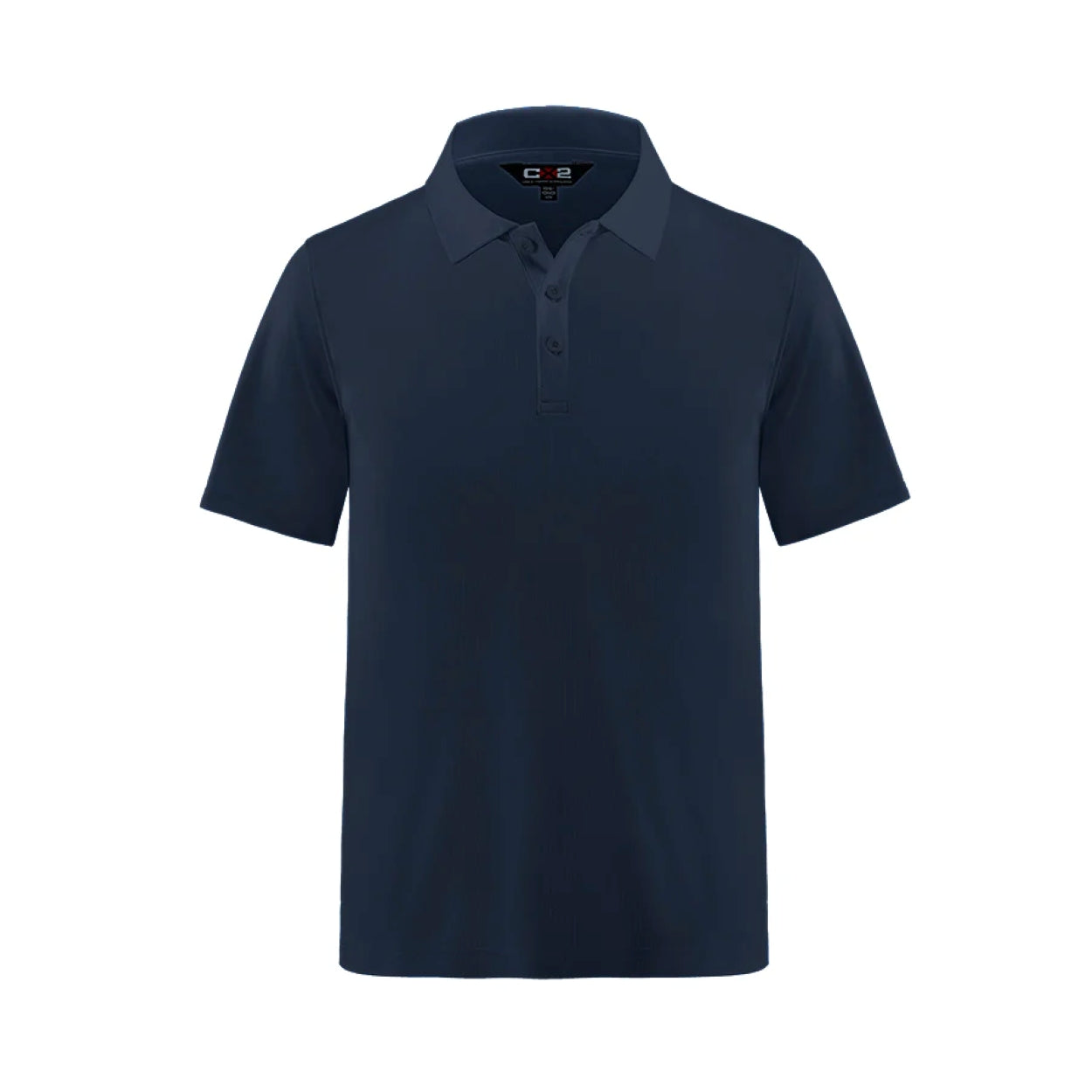 Navy blue polo shirt on a white background