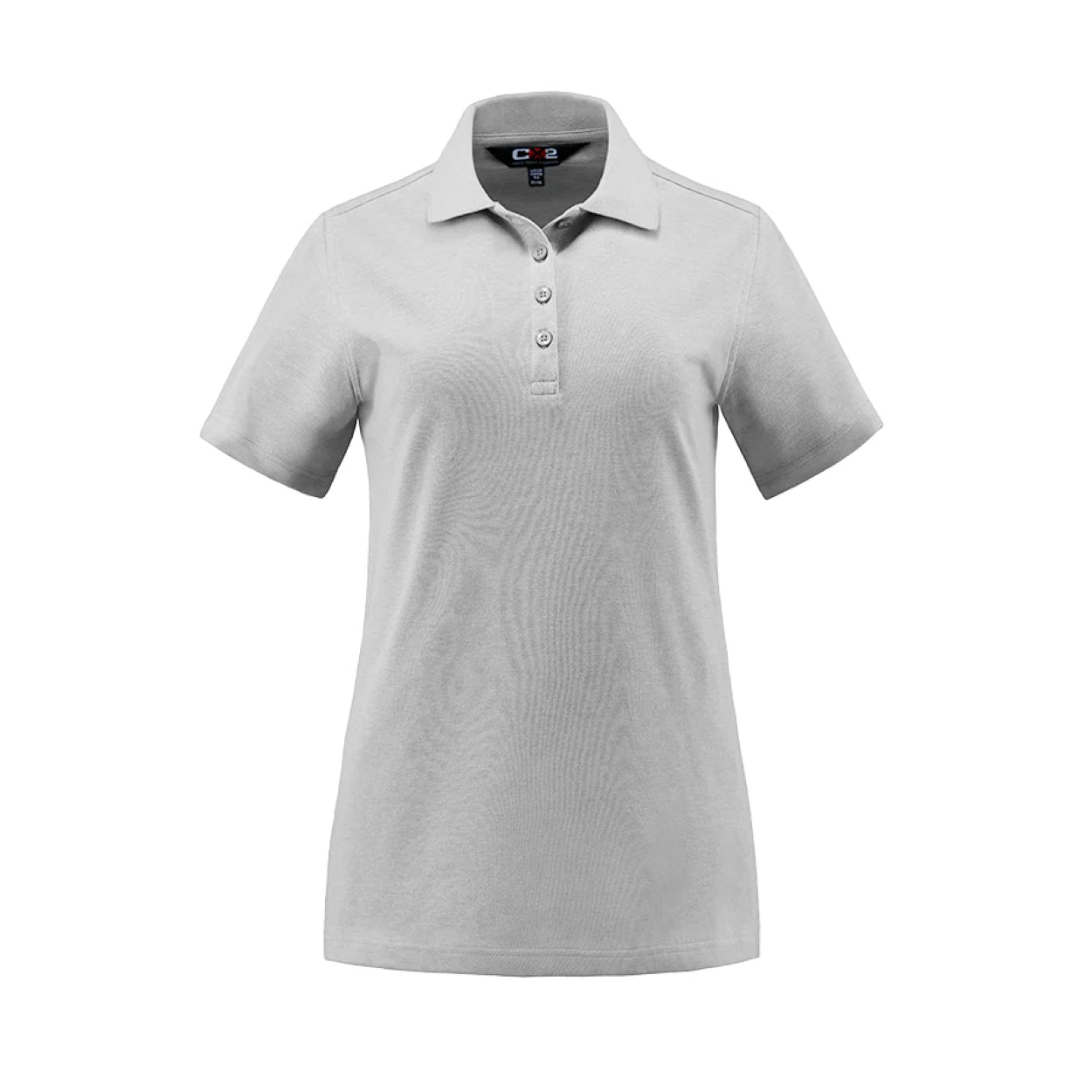 Athletic grey heather polo shirt on a white background
