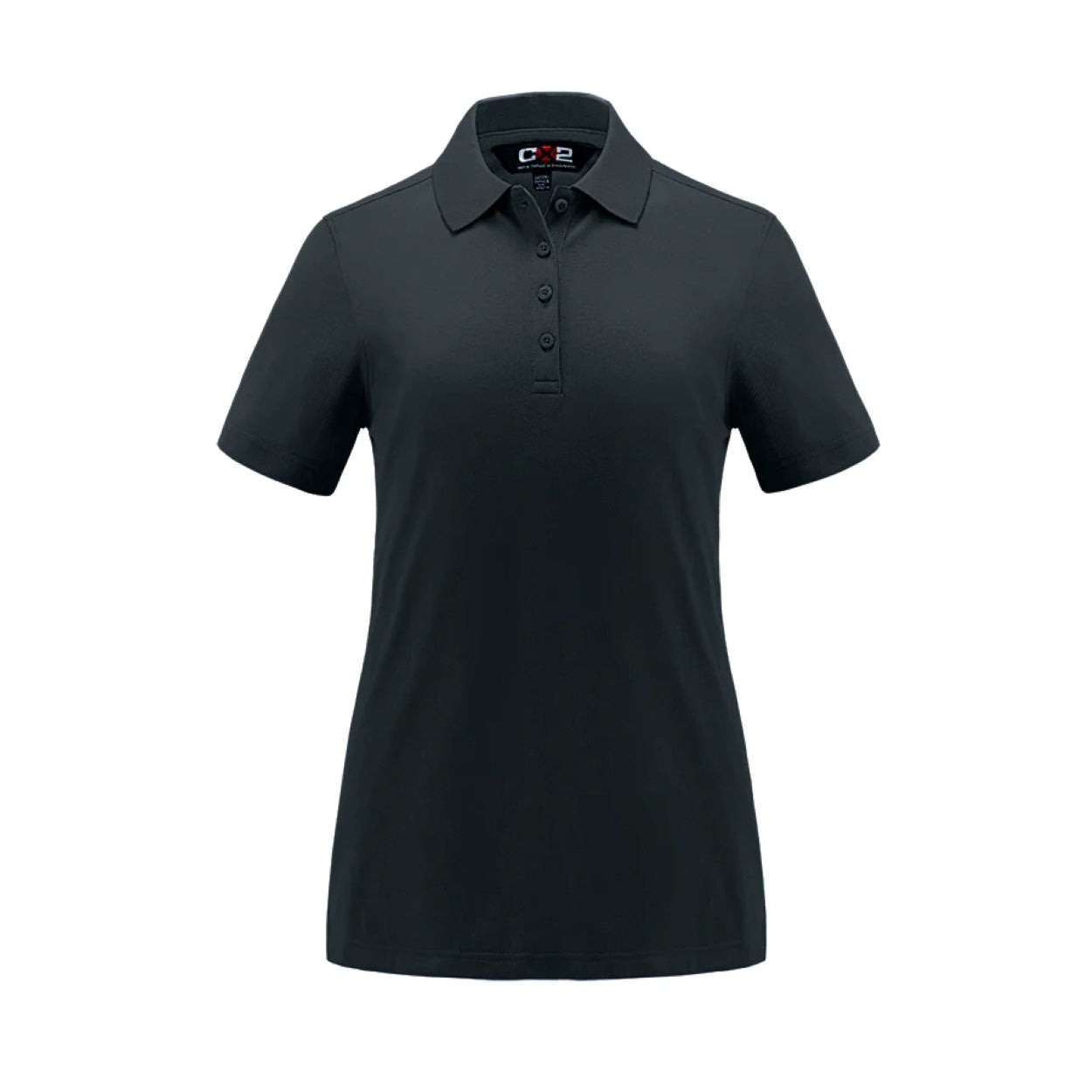 Black polo shirt on a white background