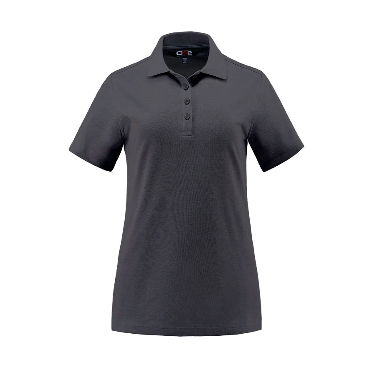 Charcoal heather polo shirt on a white background