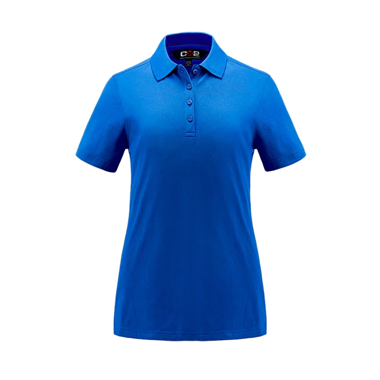 Royal blue polo shirt on a white background