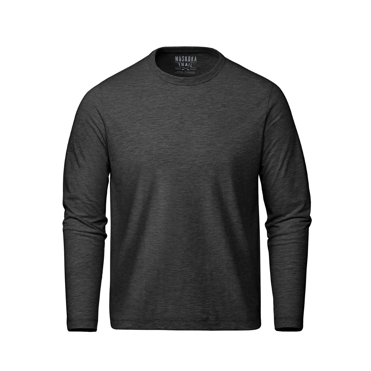 Charcoal grey t-shirt on a white background