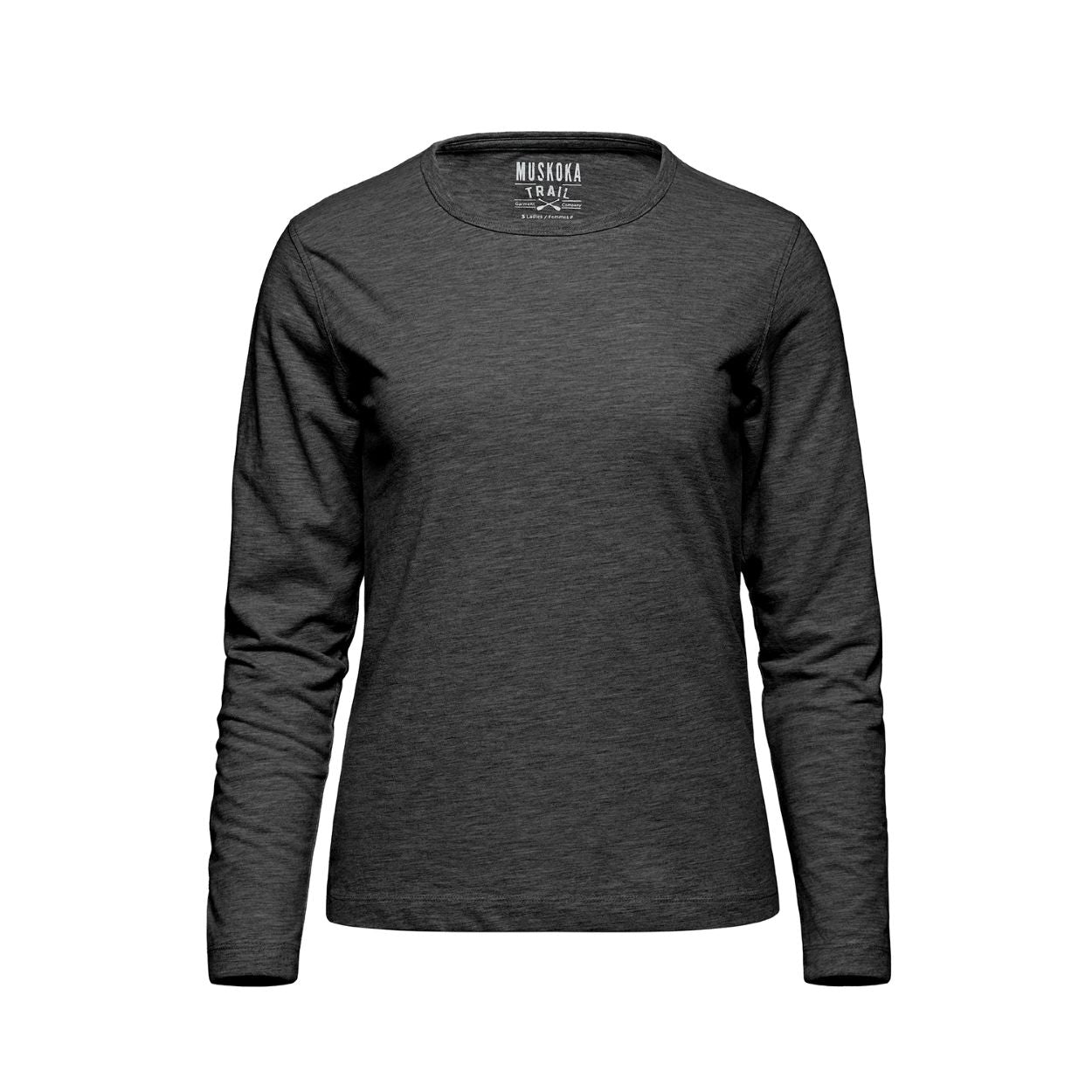 Charcoal grey t-shirt on a white background