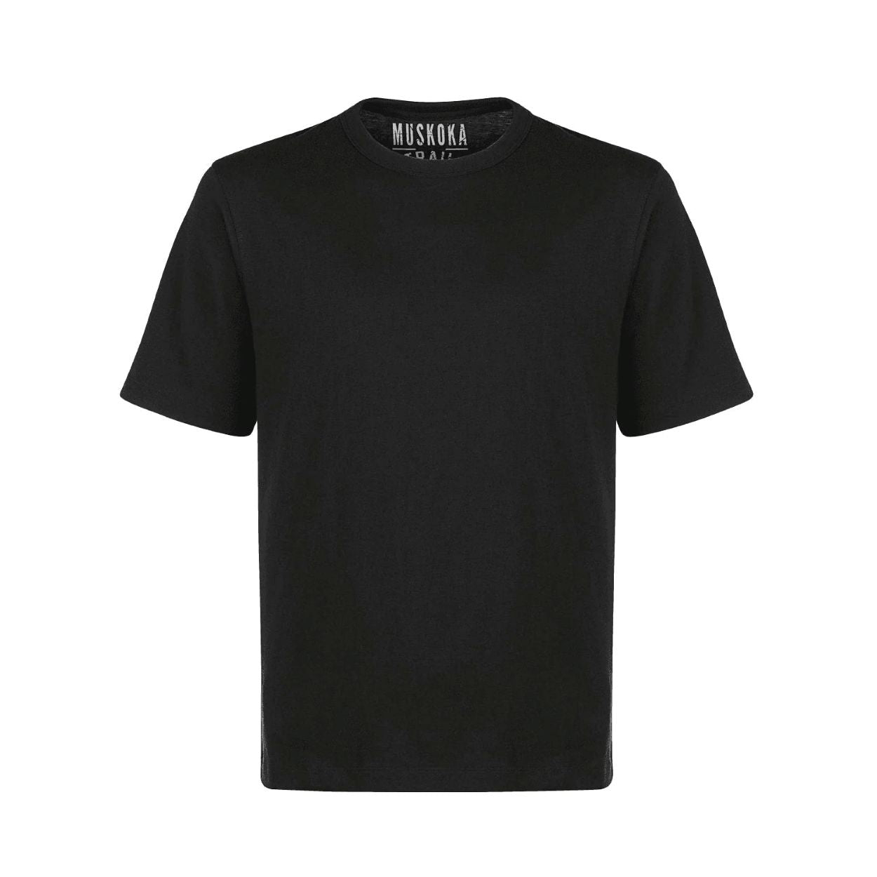 Black t-shirt on a white background