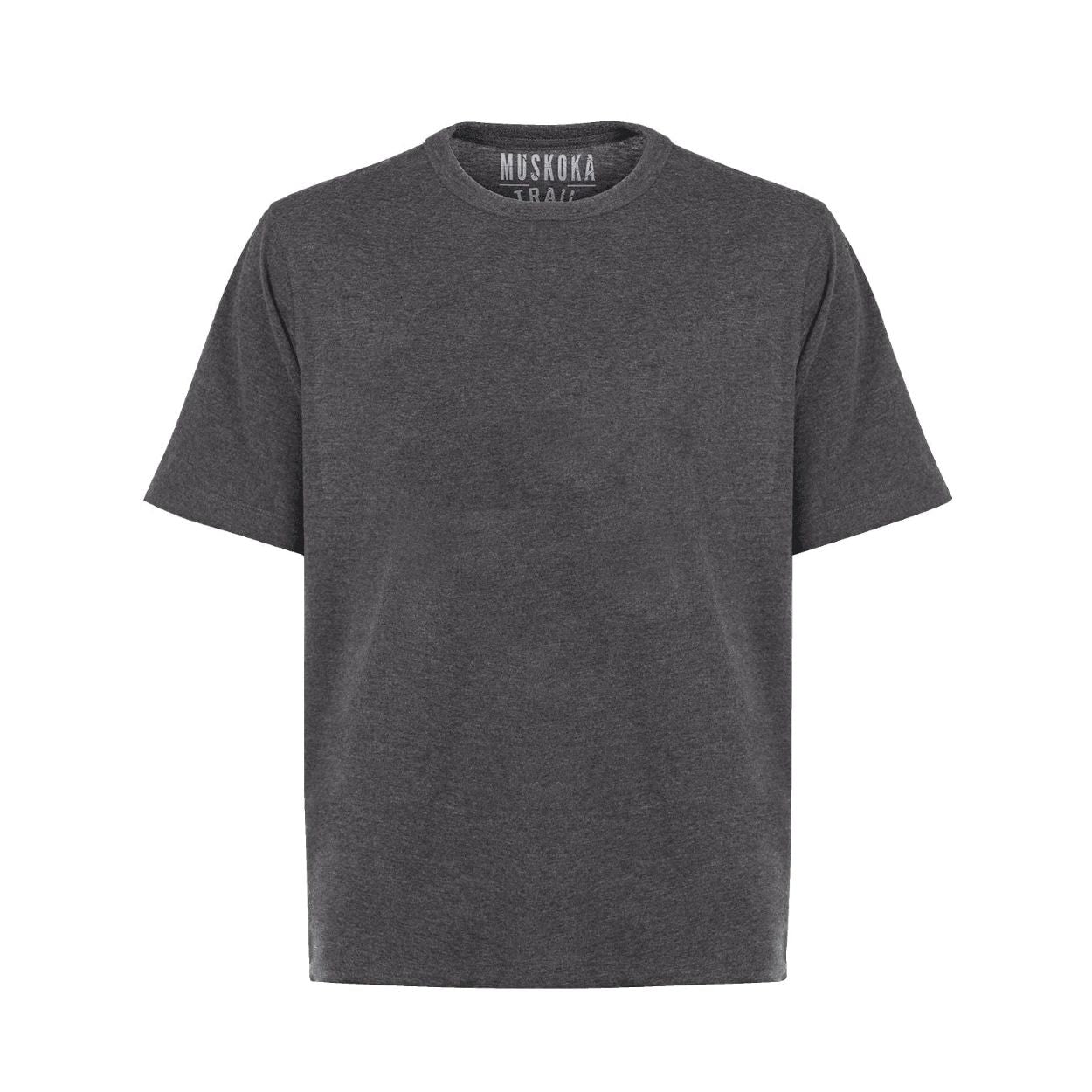 Heather charcoal t-shirt on a white background