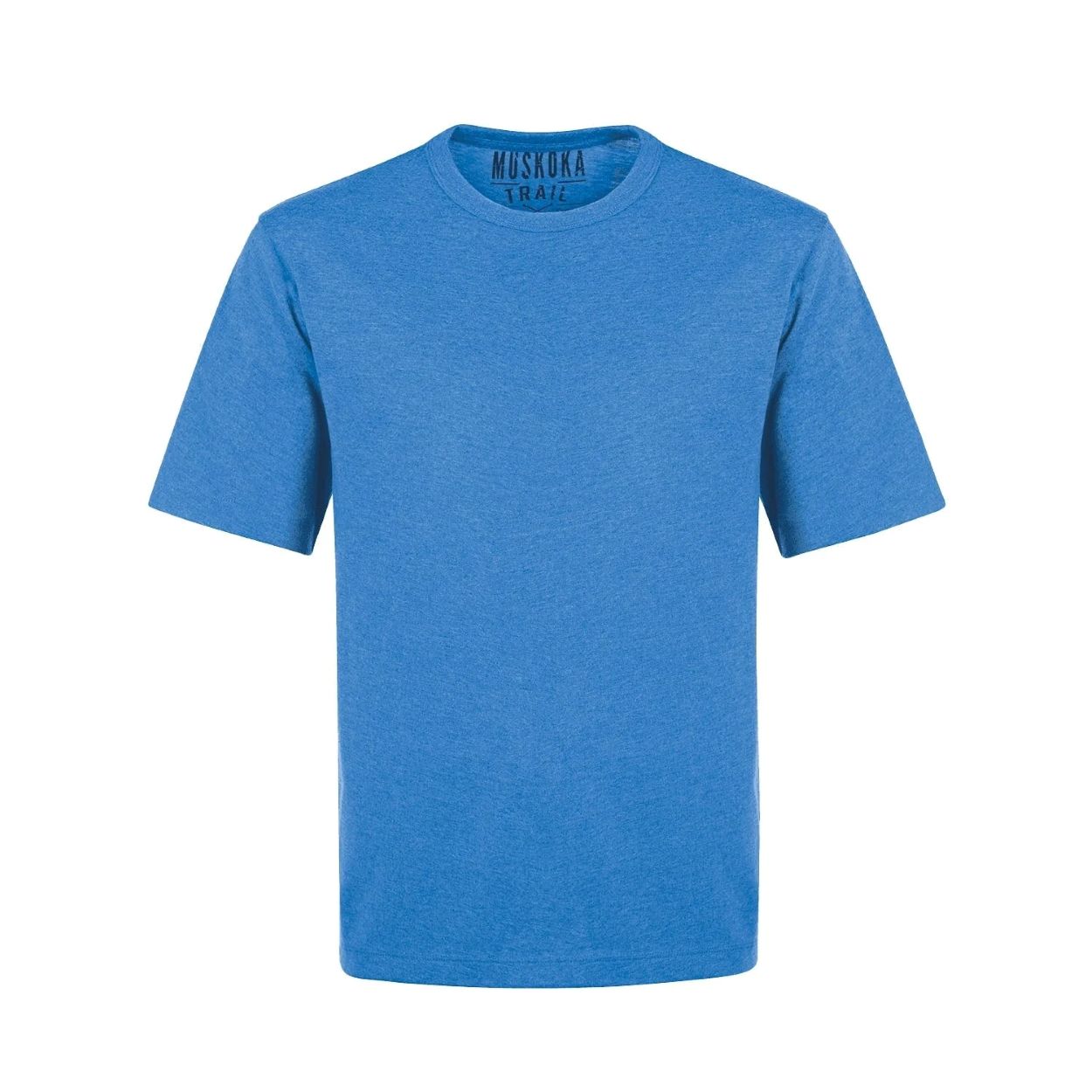 Heather cobalt blue t-shirt on a white background
