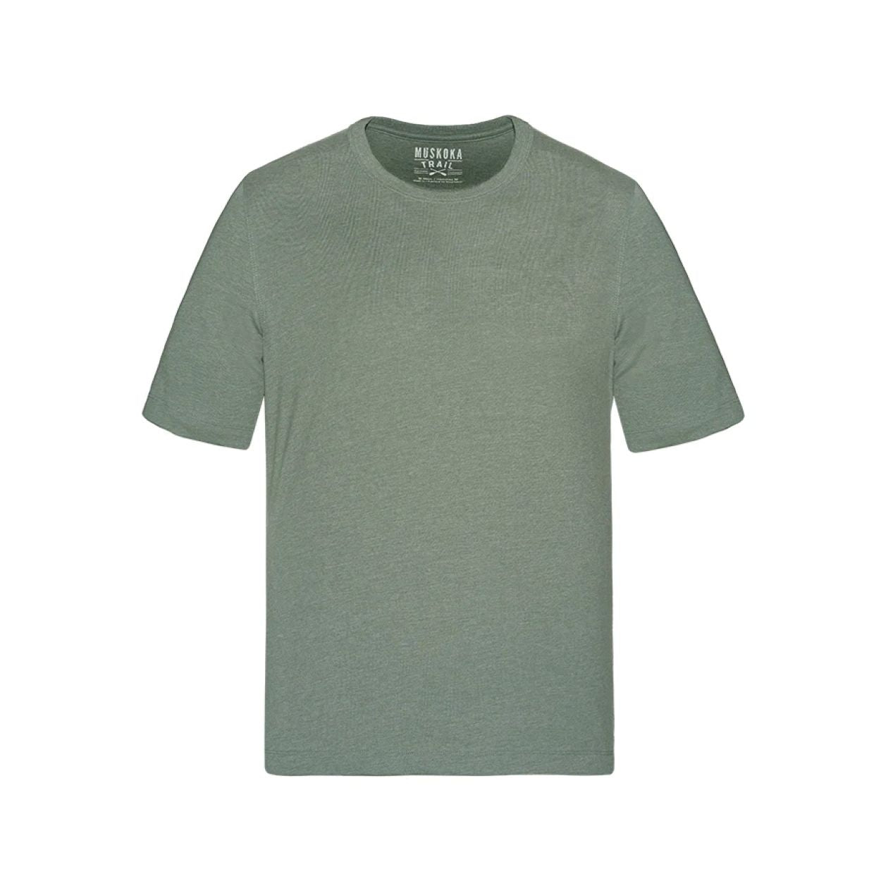 Heather fatigue green t-shirt on a white background