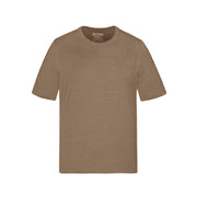 Heather taupe t-shirt on a white background