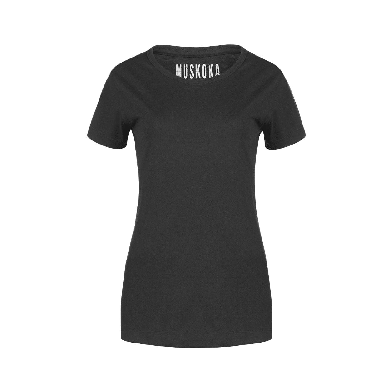 Black t-shirt on a white background