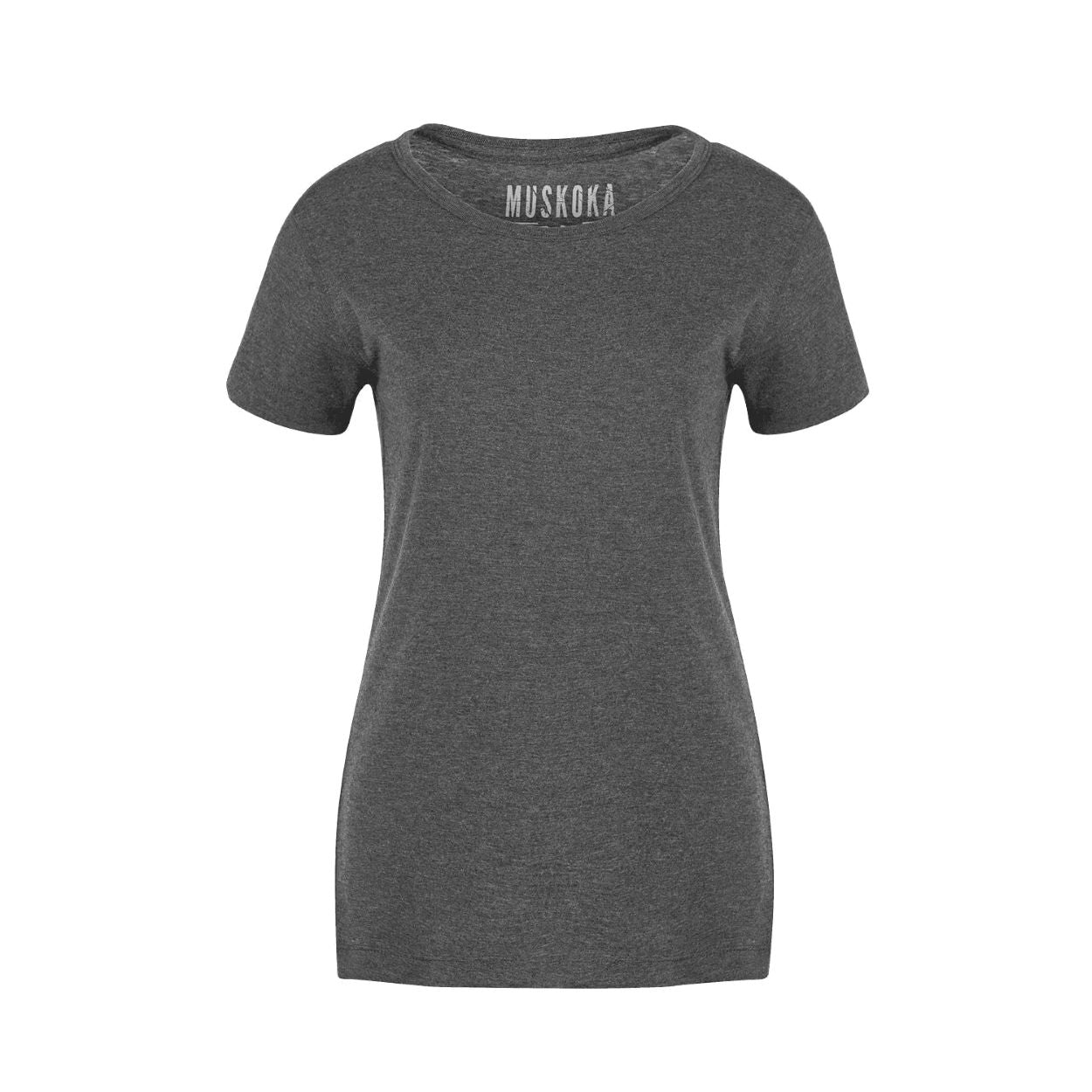 Heather charcoal t-shirt on a white background