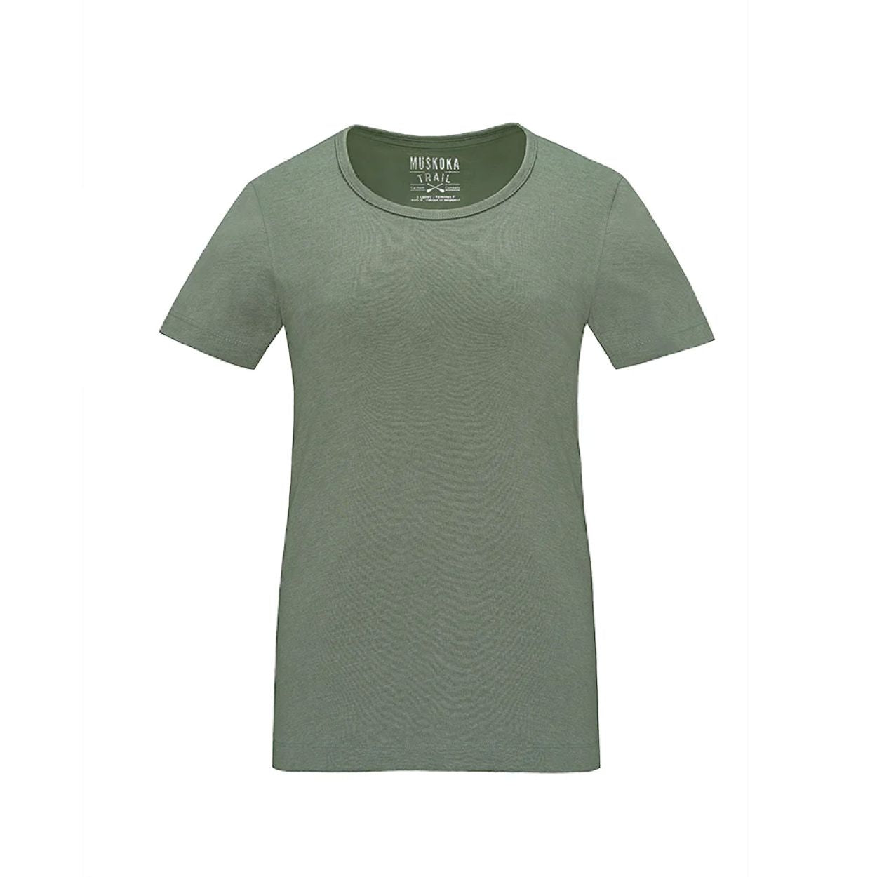 Heather fatigue green t-shirt on a white background