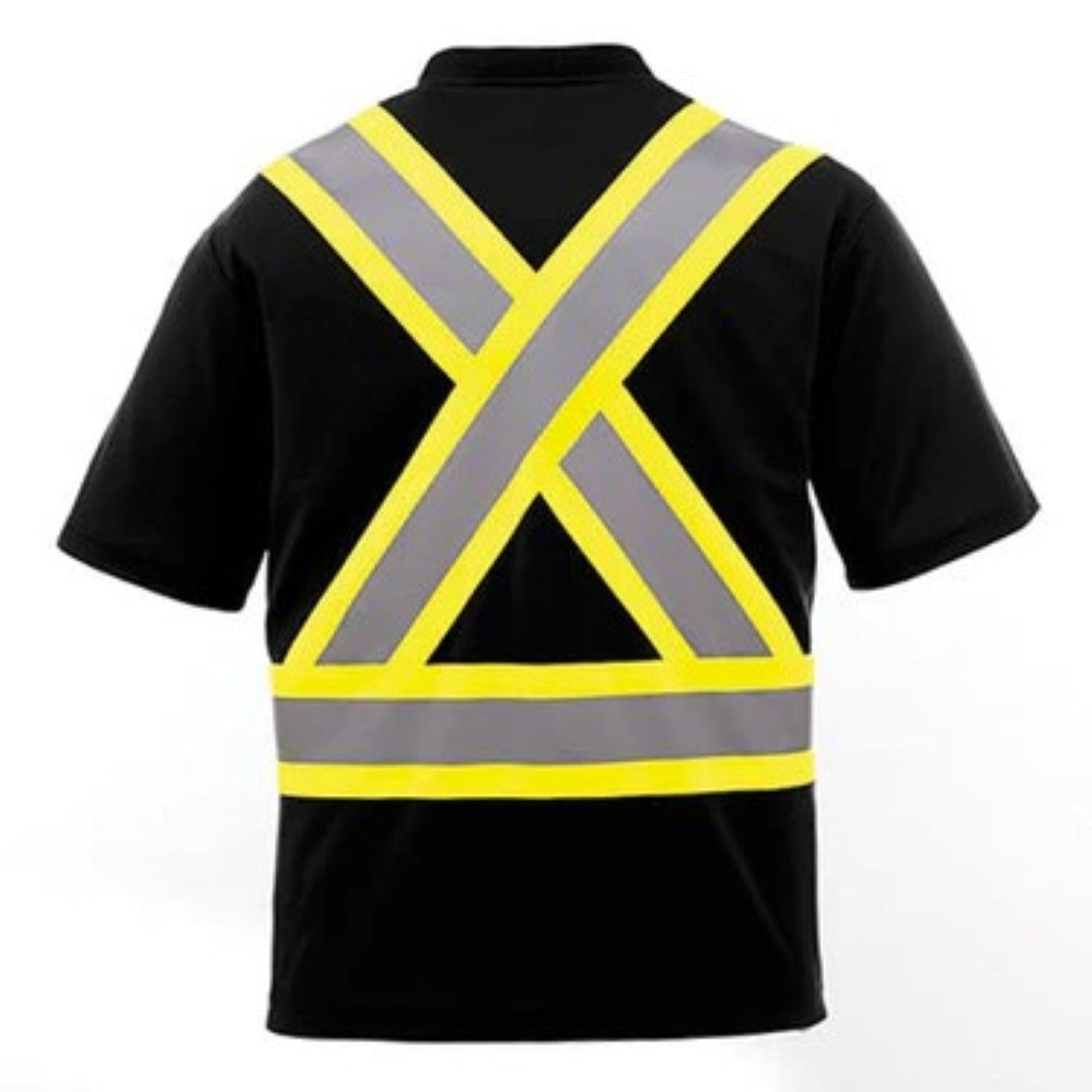 Hi-vis black t-shirt on a white background