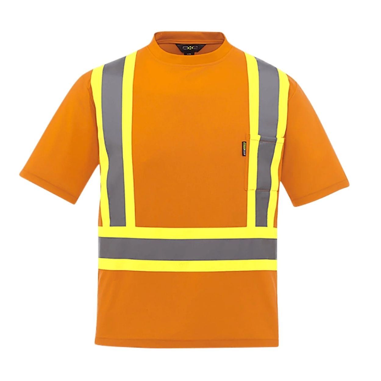 Hi-vis orange t-shirt on a white background