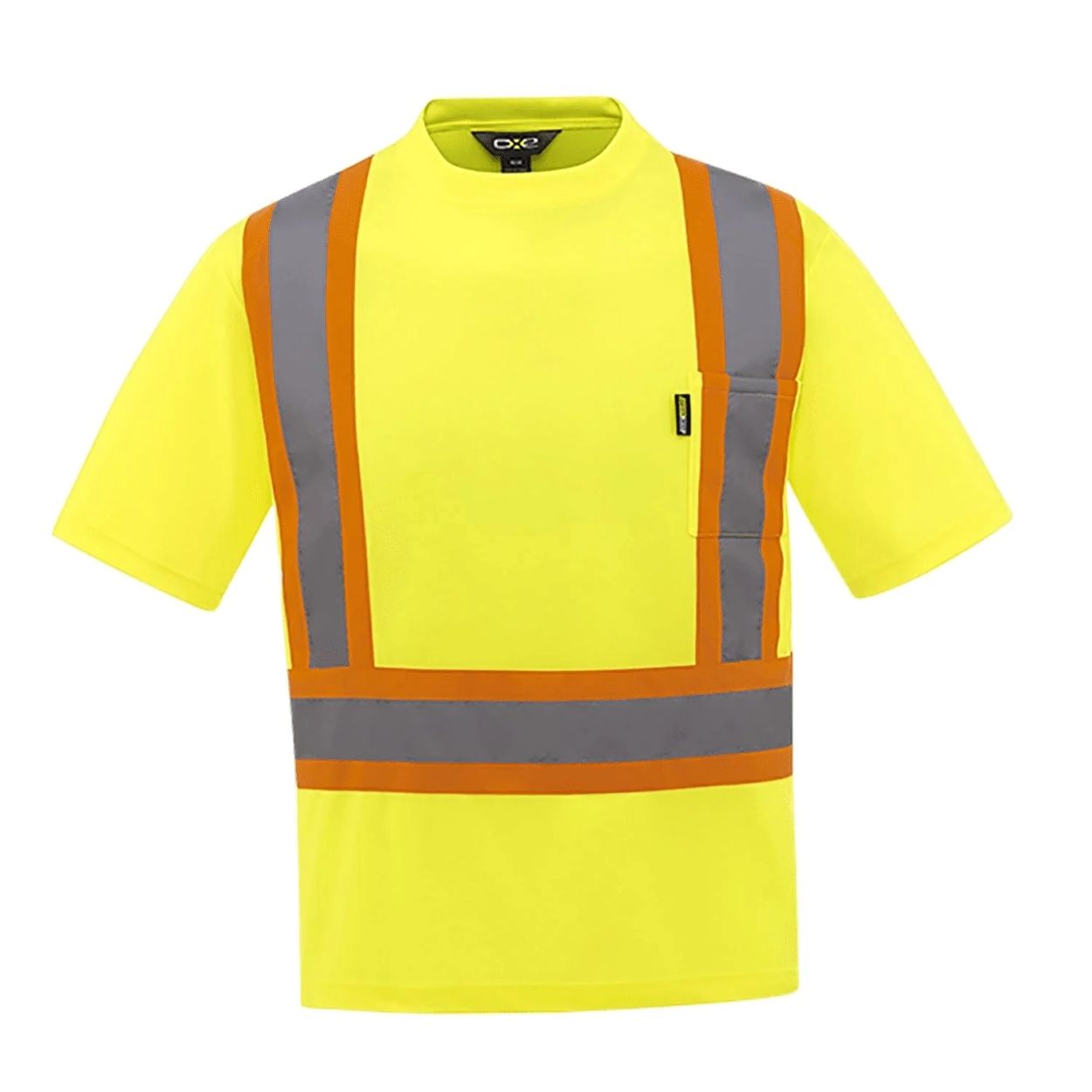 Hi-vis yellow t-shirt on a white background