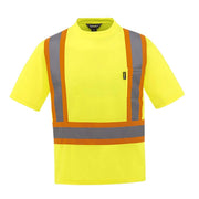 Hi-vis yellow t-shirt on a white background
