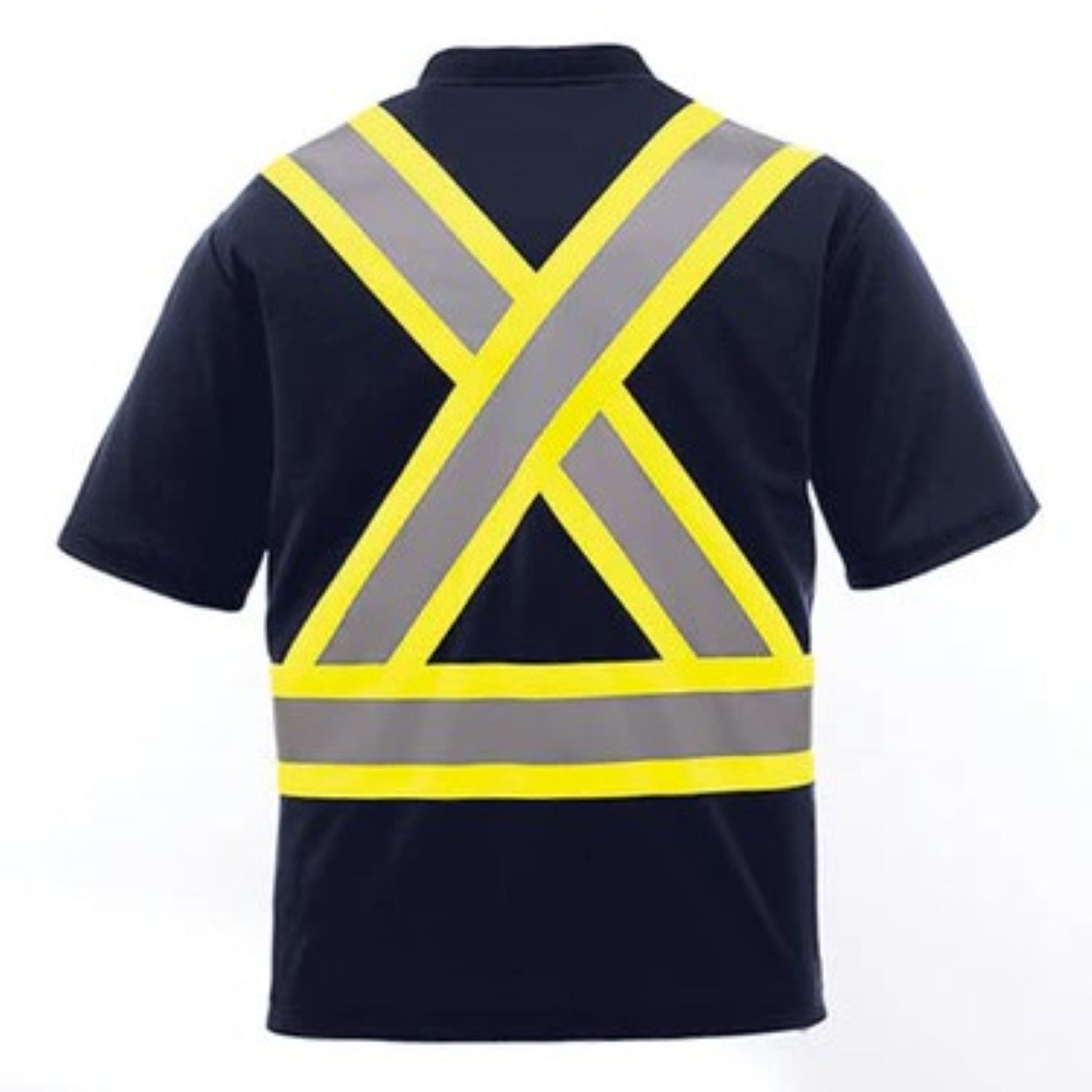 Hi-vis navy t-shirt on a white background