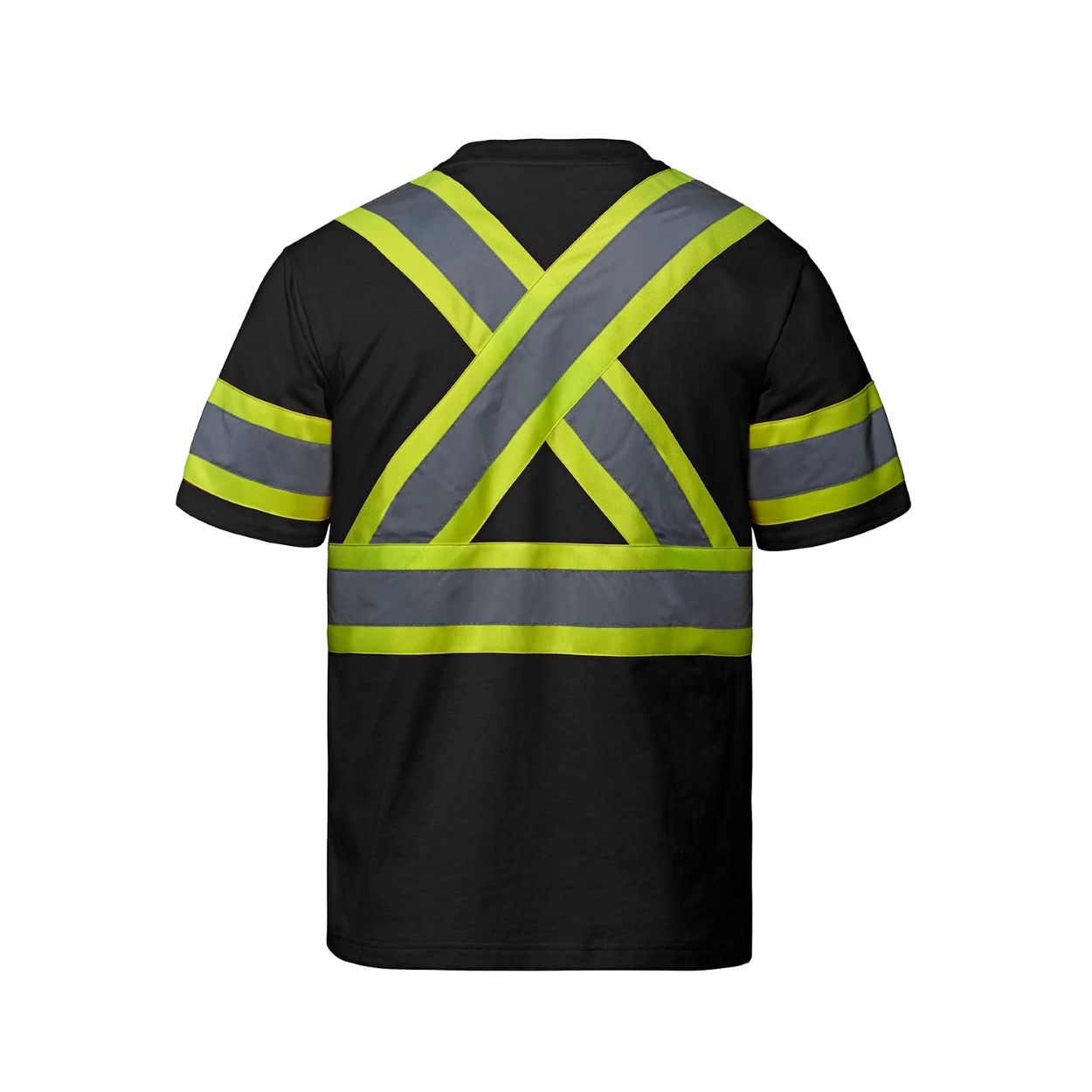 Hi-vis black t-shirt on a white background