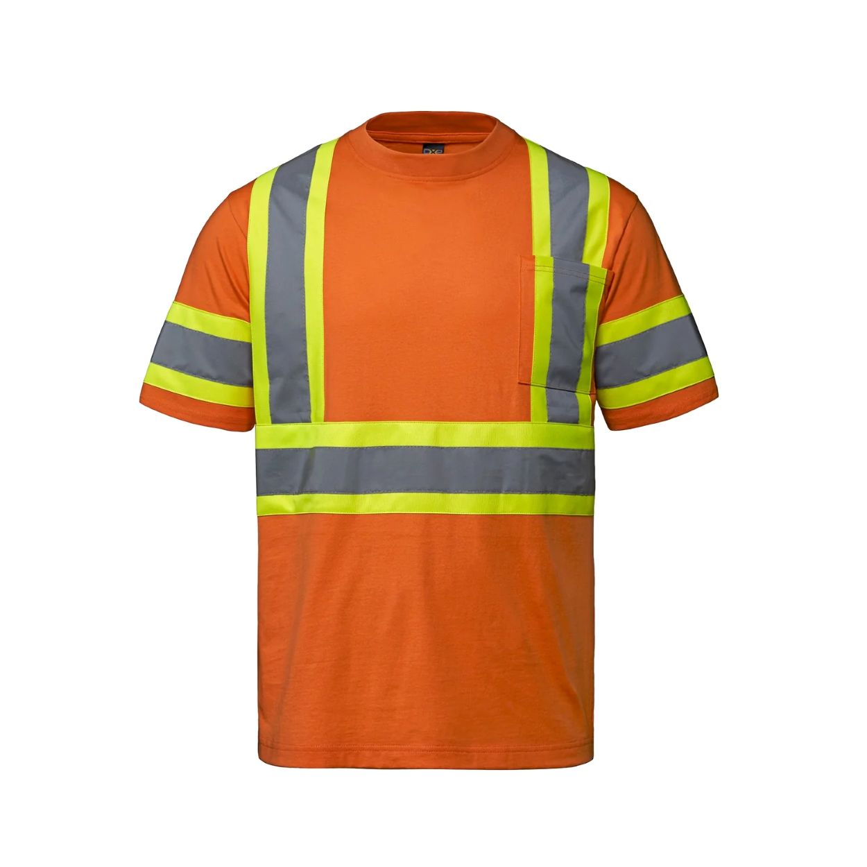 Hi-vis orange t-shirt on a white background