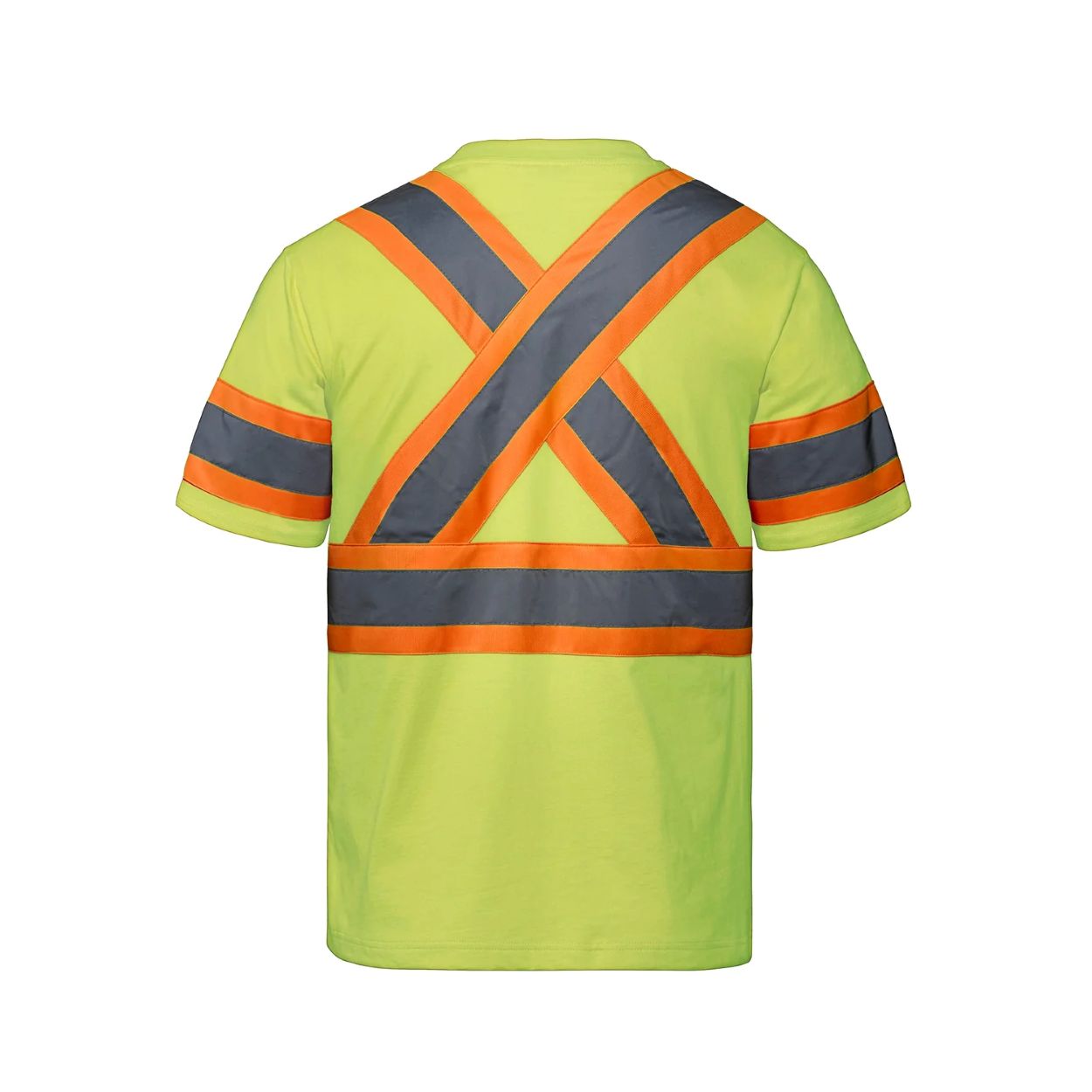 Hi-vis yellow t-shirt on a white background