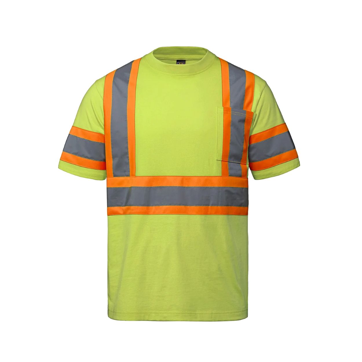 Hi-vis yellow t-shirt on a white background