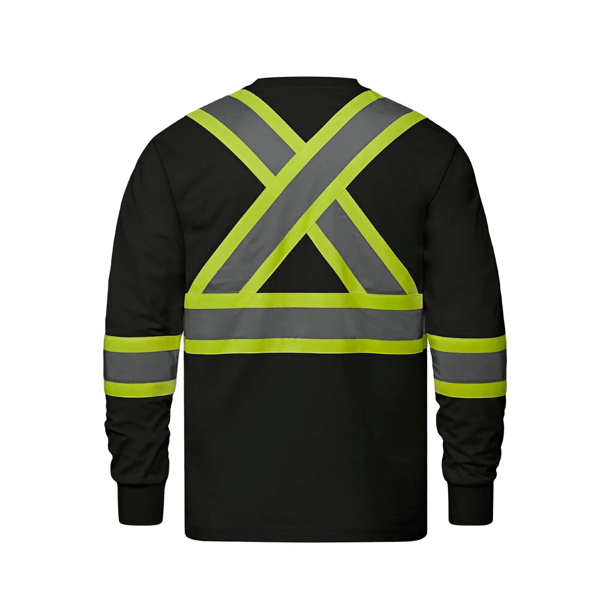 Hi-vis black t-shirt on a white background