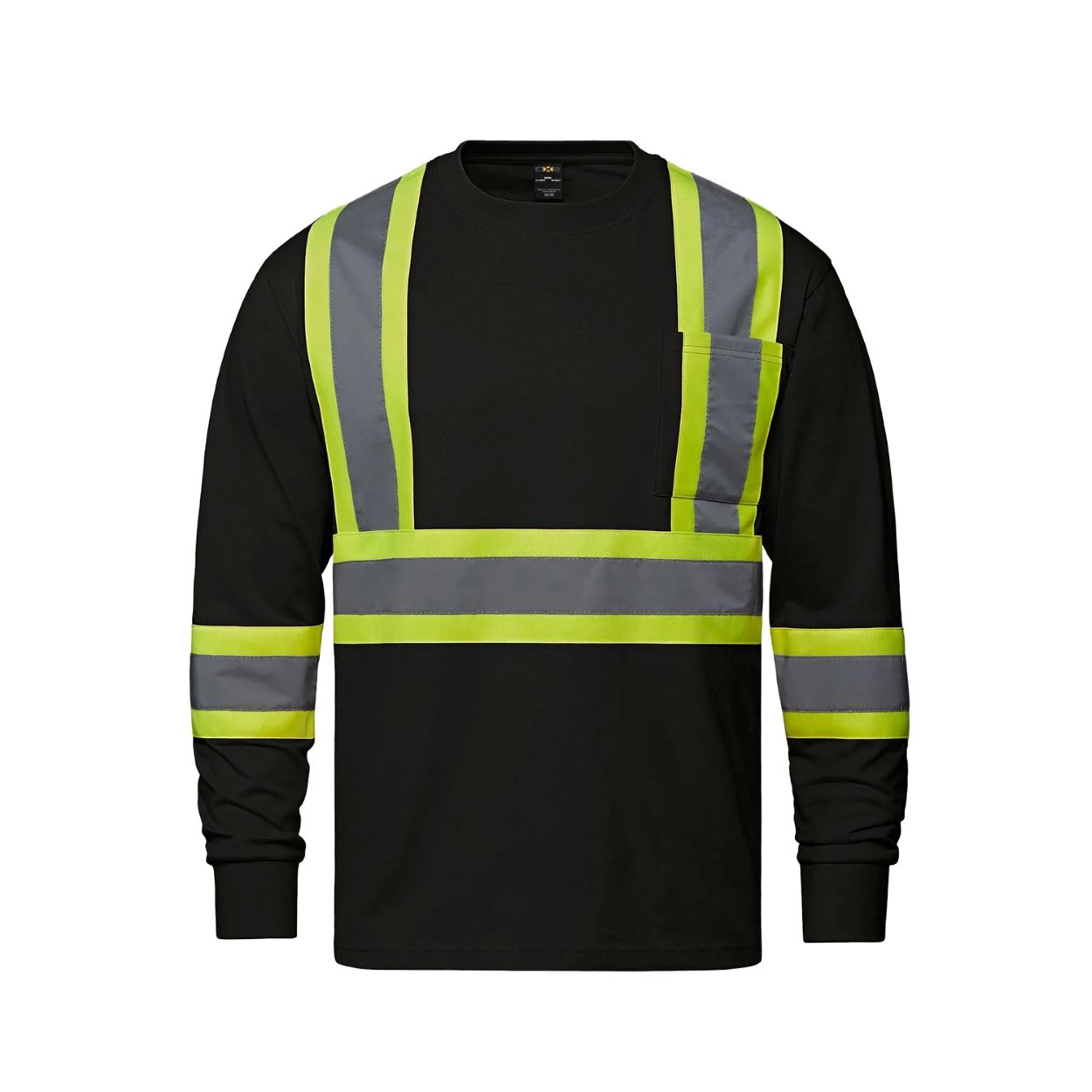 Hi-vis black t-shirt on a white background