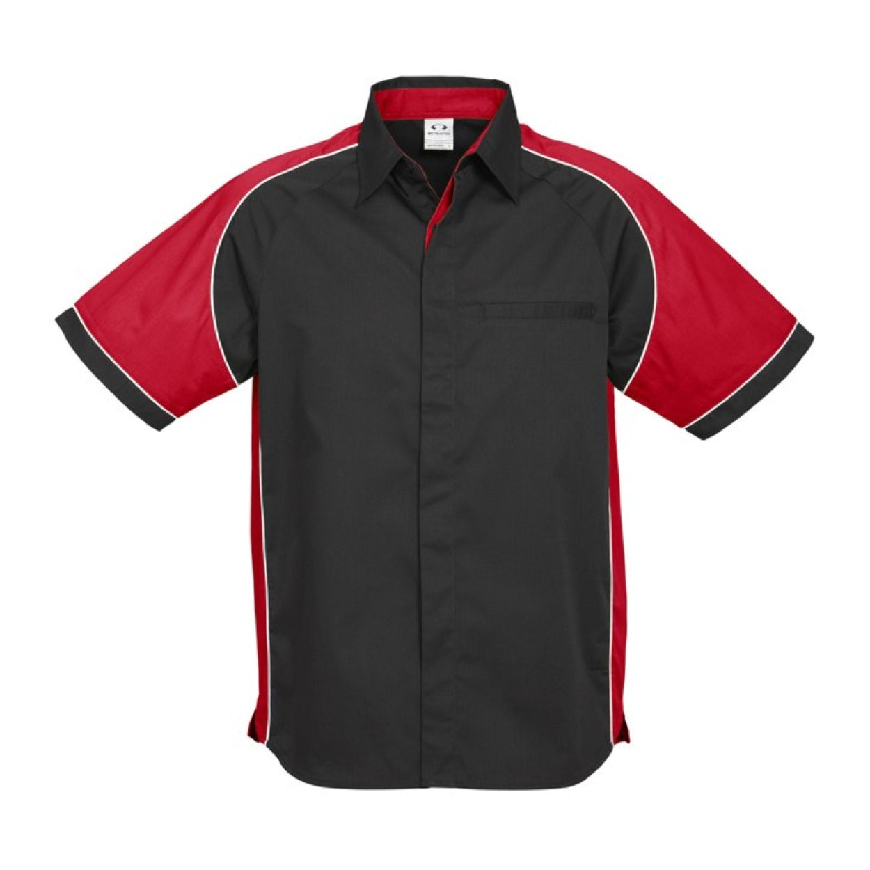 Black and red shirt on a white background
