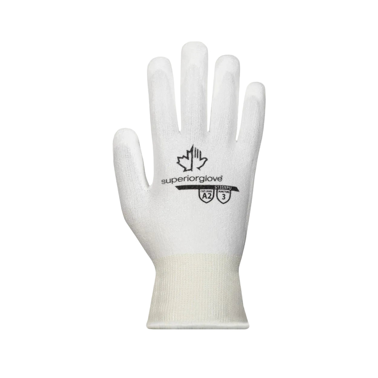 White safety glove on a white background