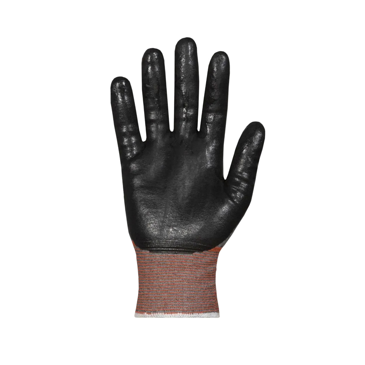 Grey/black safety glove on a white background