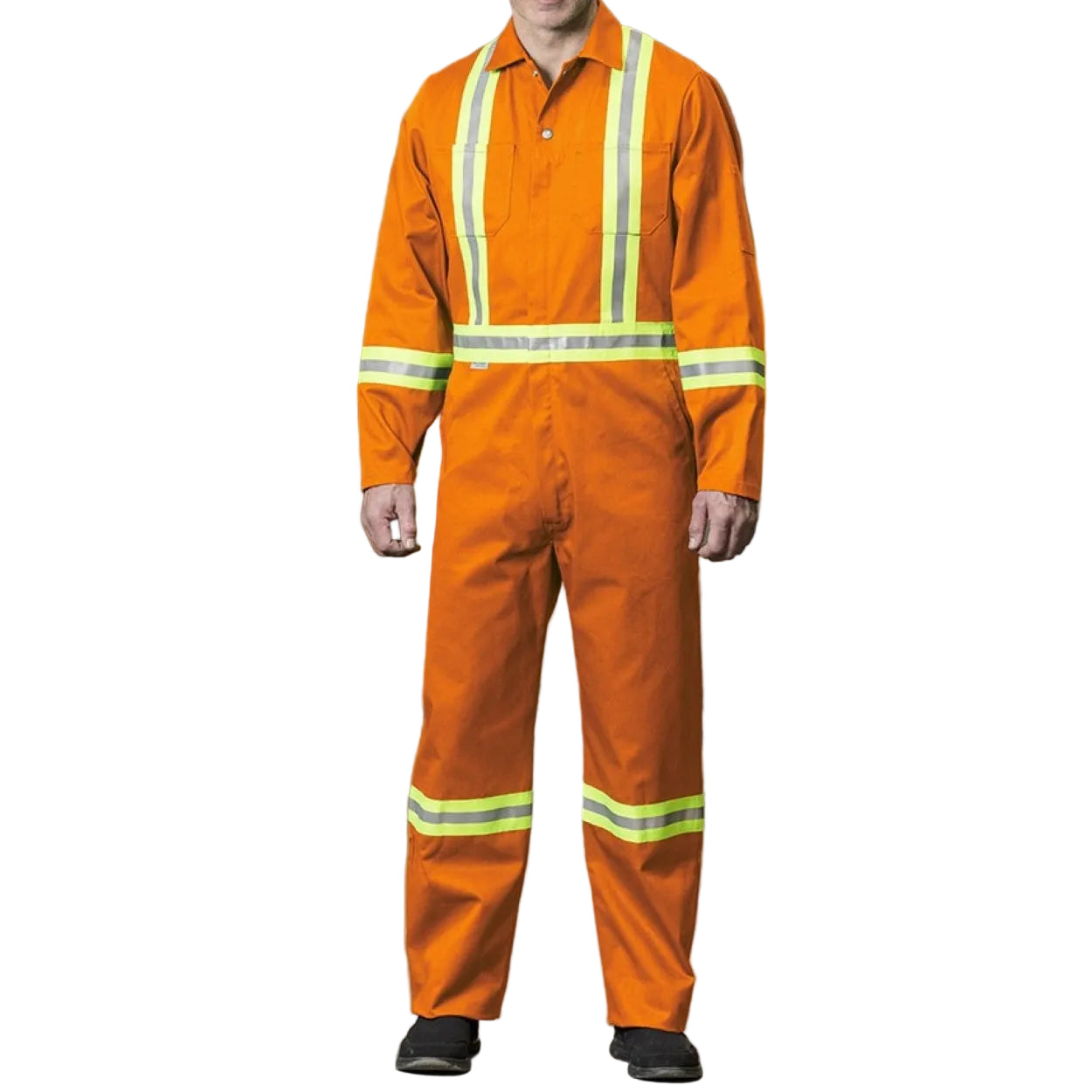 Orange hi-vis coveralls on a white background