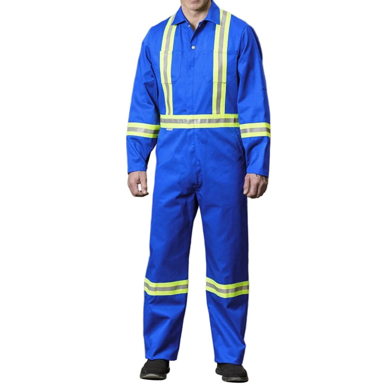 Royal blue hi-vis coveralls on a white background