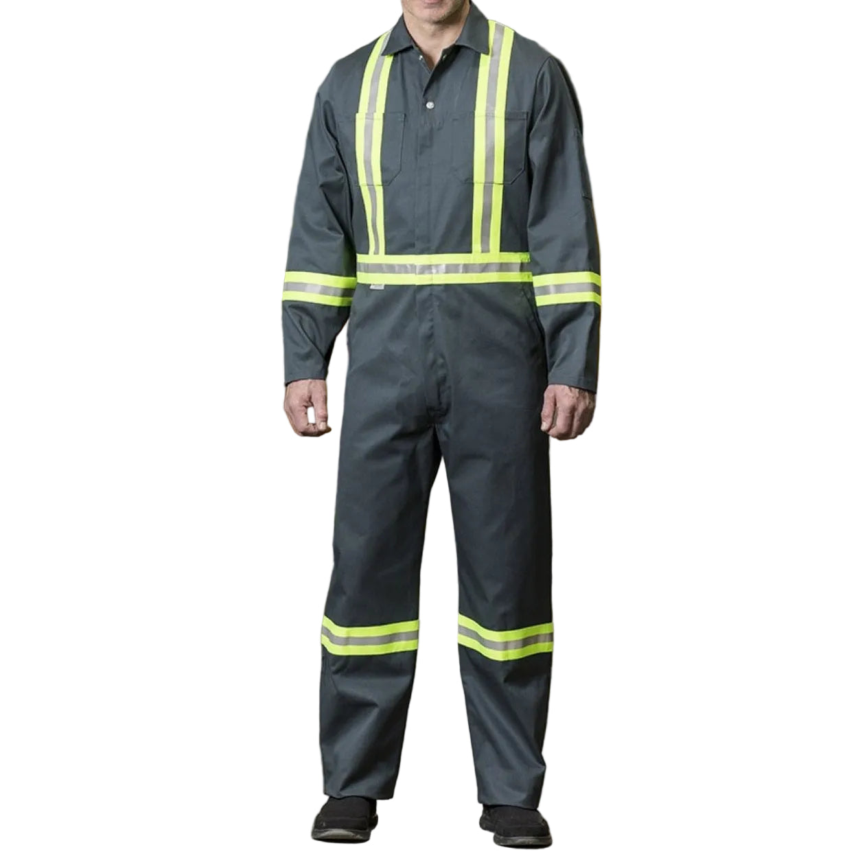 Spruce green hi-vis coveralls on a white background