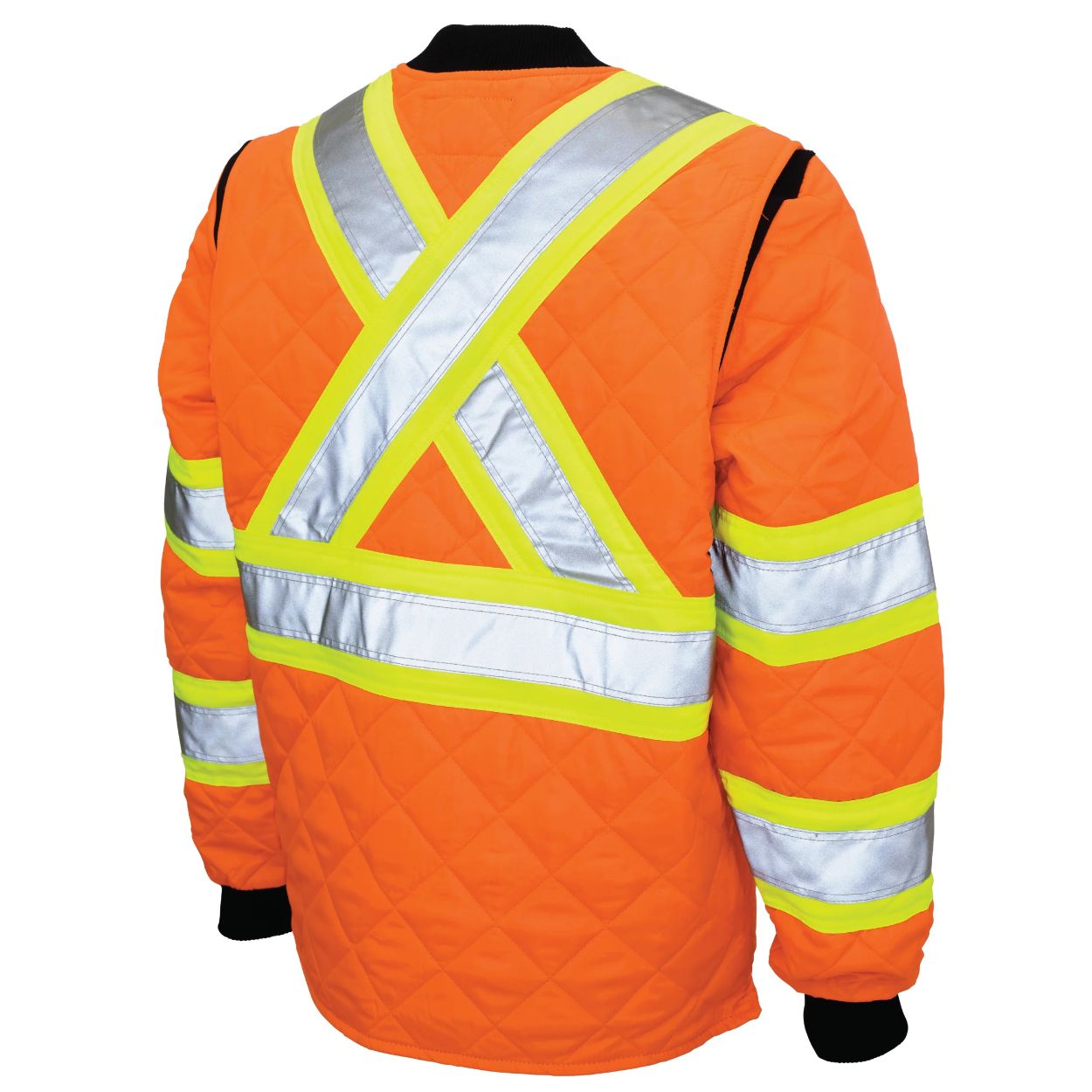 Hi-vis orange refrigeration jacket on a white background