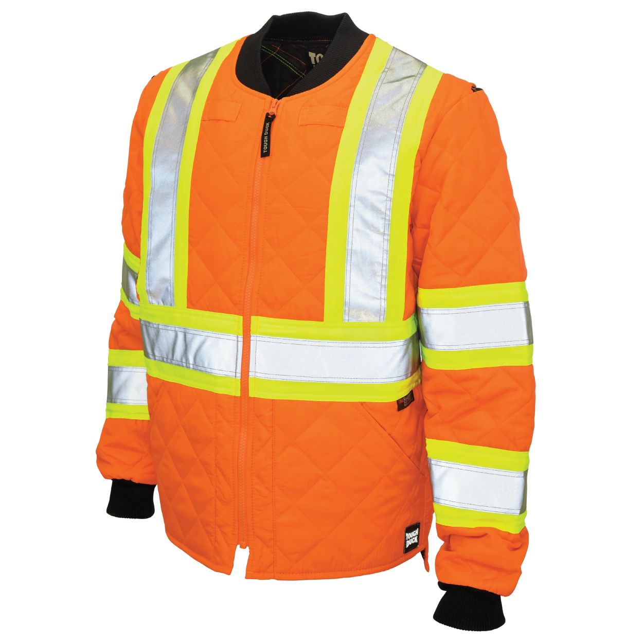 Hi-vis orange refrigeration jacket on a white background