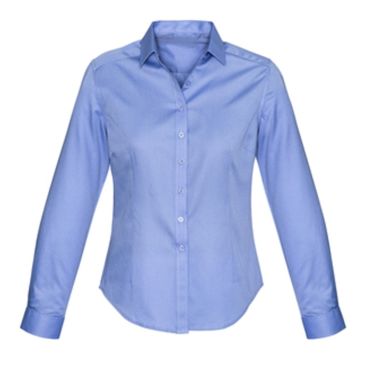 Mid blue shirt on a white background