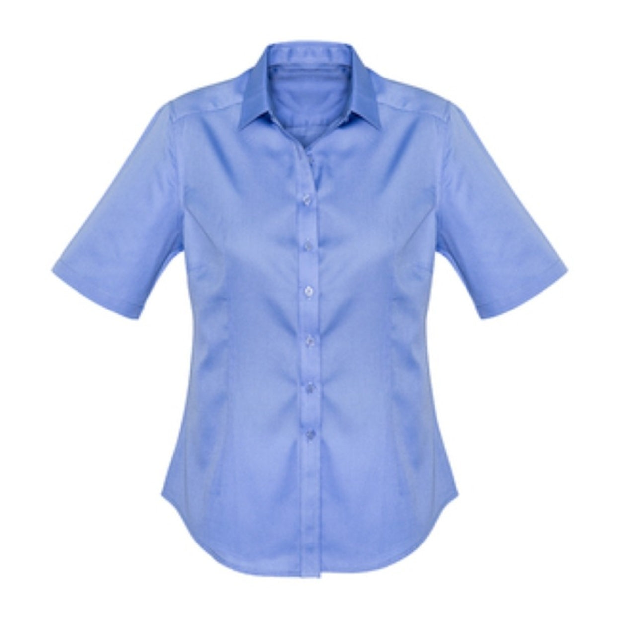 Mid blue shirt on a white background