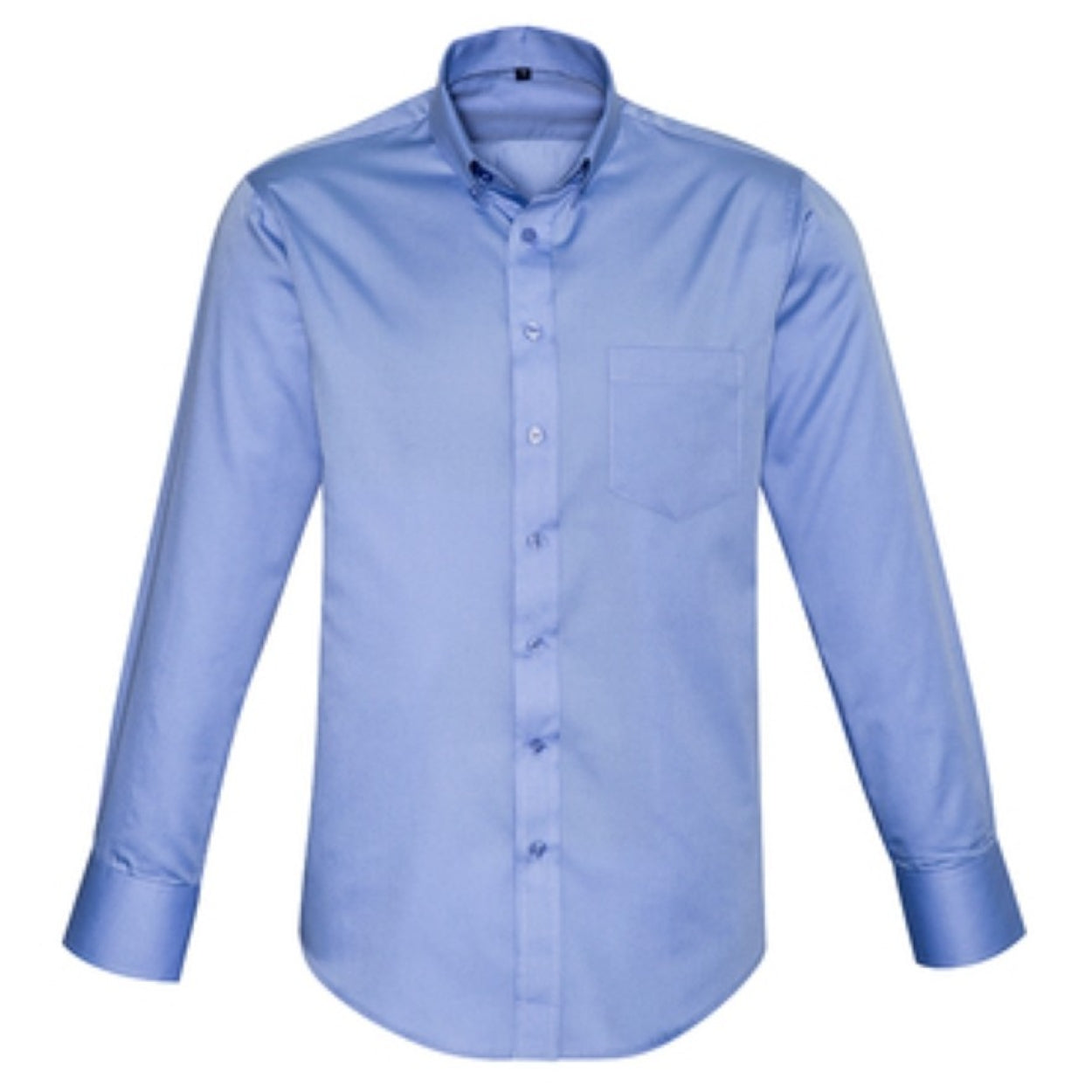 Mid blue shirt on a white background