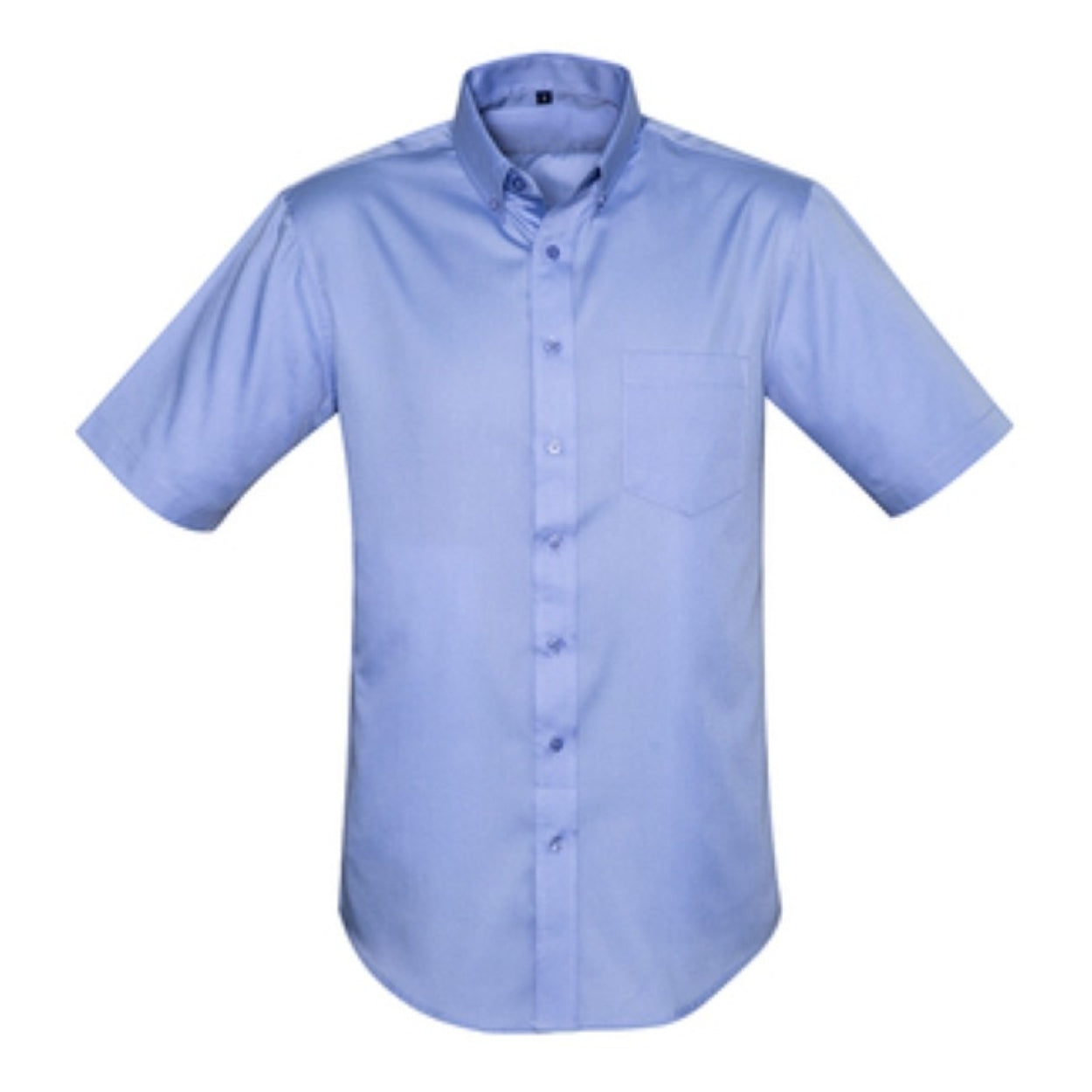 Mid blue shirt on a white background