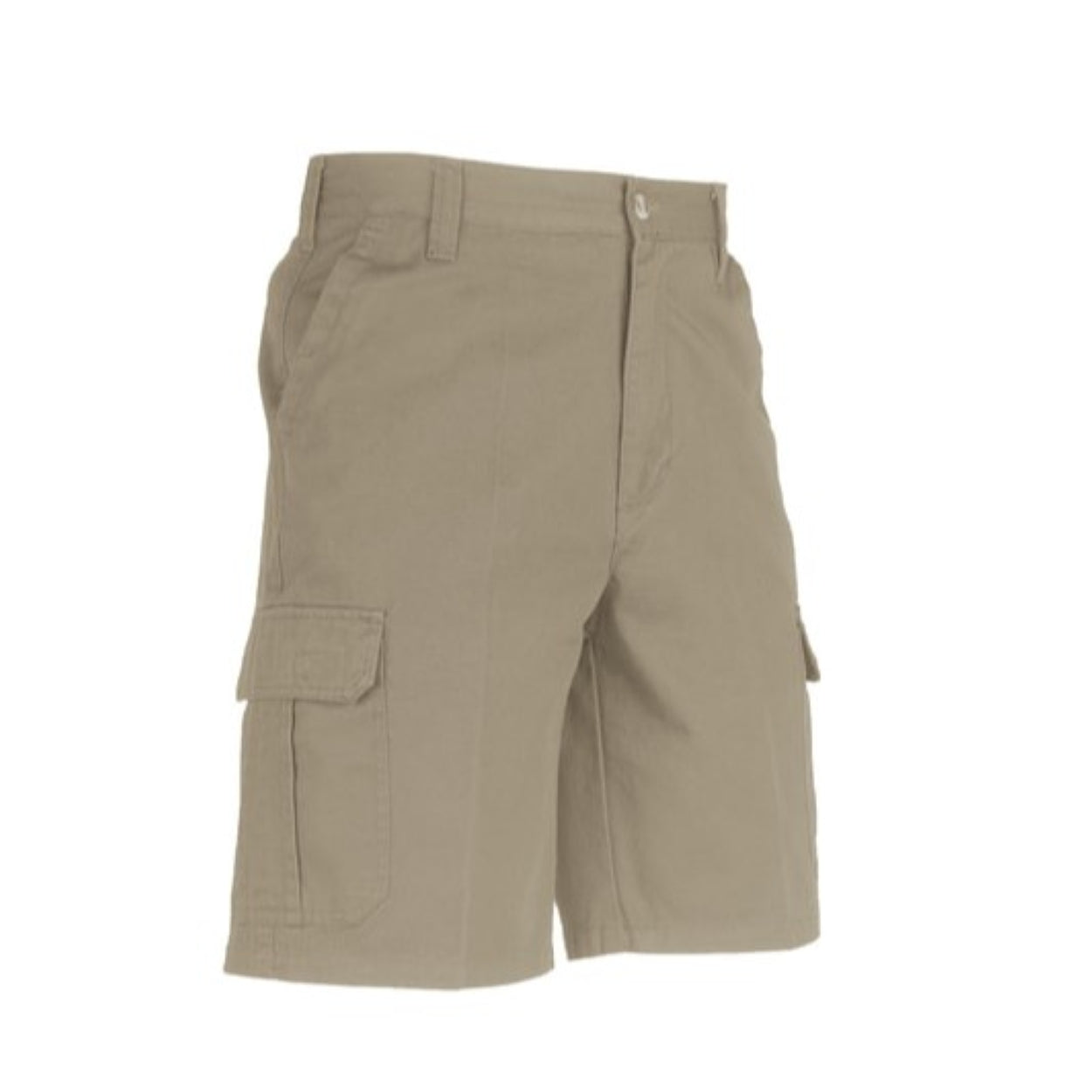 Khaki shorts on a white background