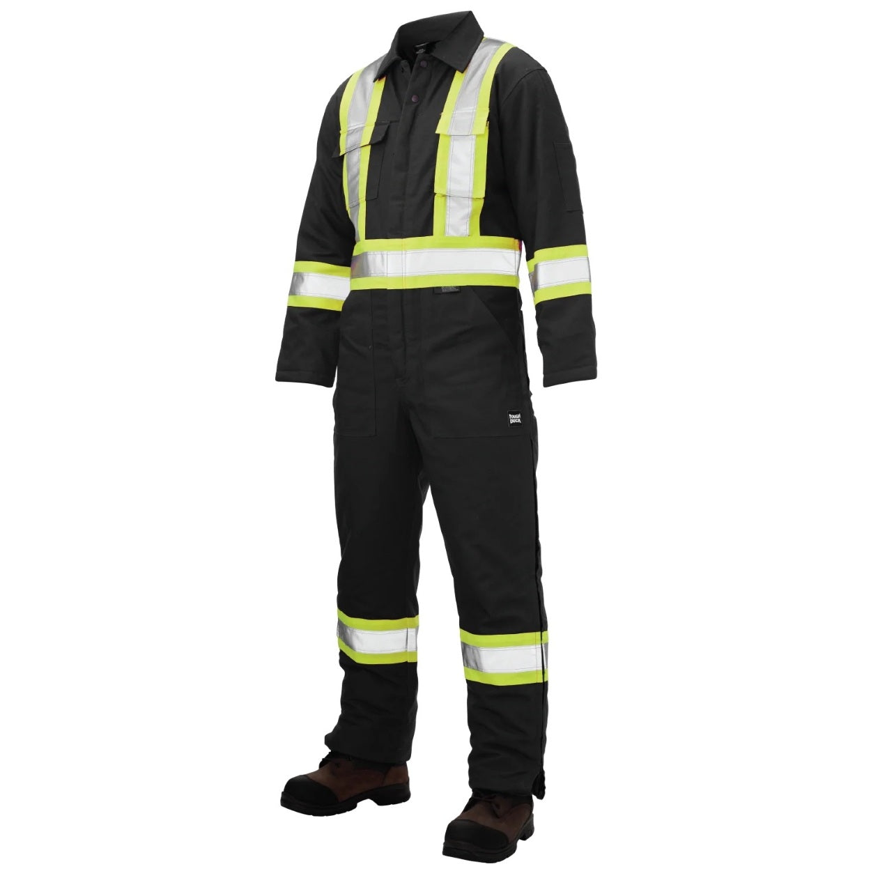 Black hi-vis coveralls on a white background