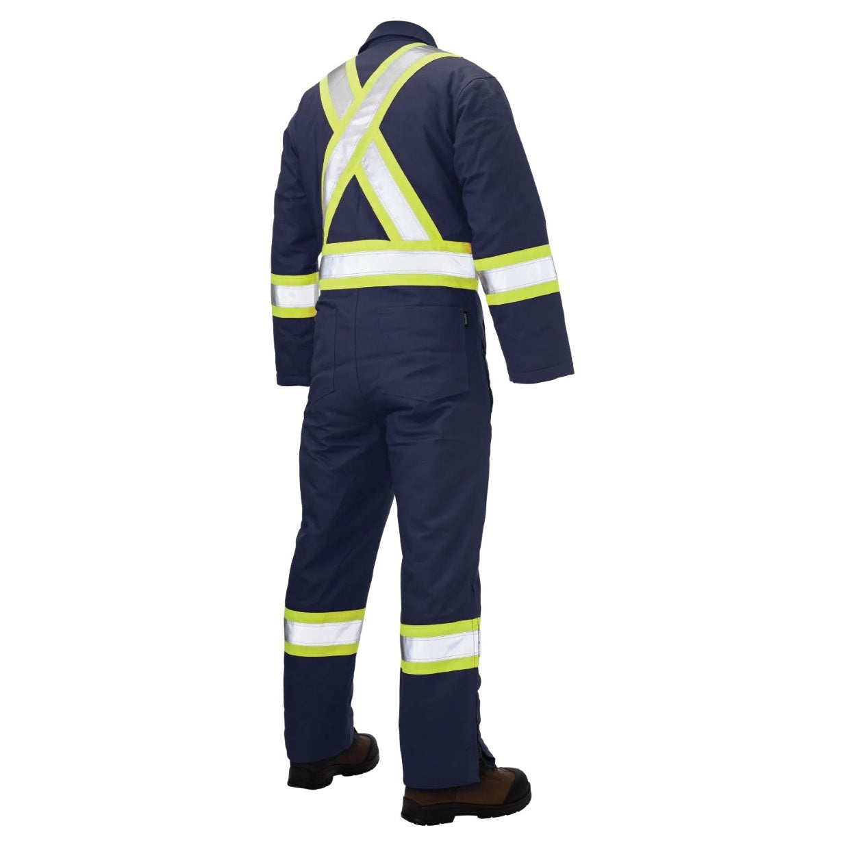 Navy hi-vis coveralls on a white background