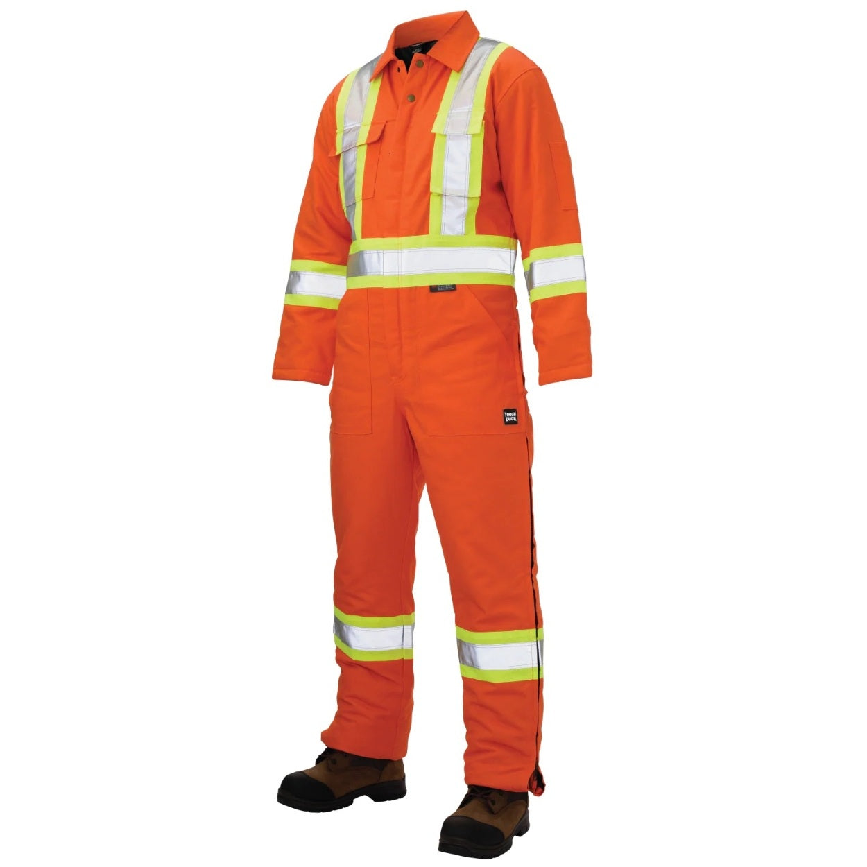 Orange hi-vis coveralls on a white background